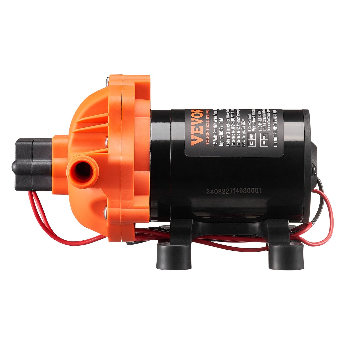 12V Diaphragm Pump 1.8GPM 6.81 L/min 3-Chamber Water Pump Pressure Switch