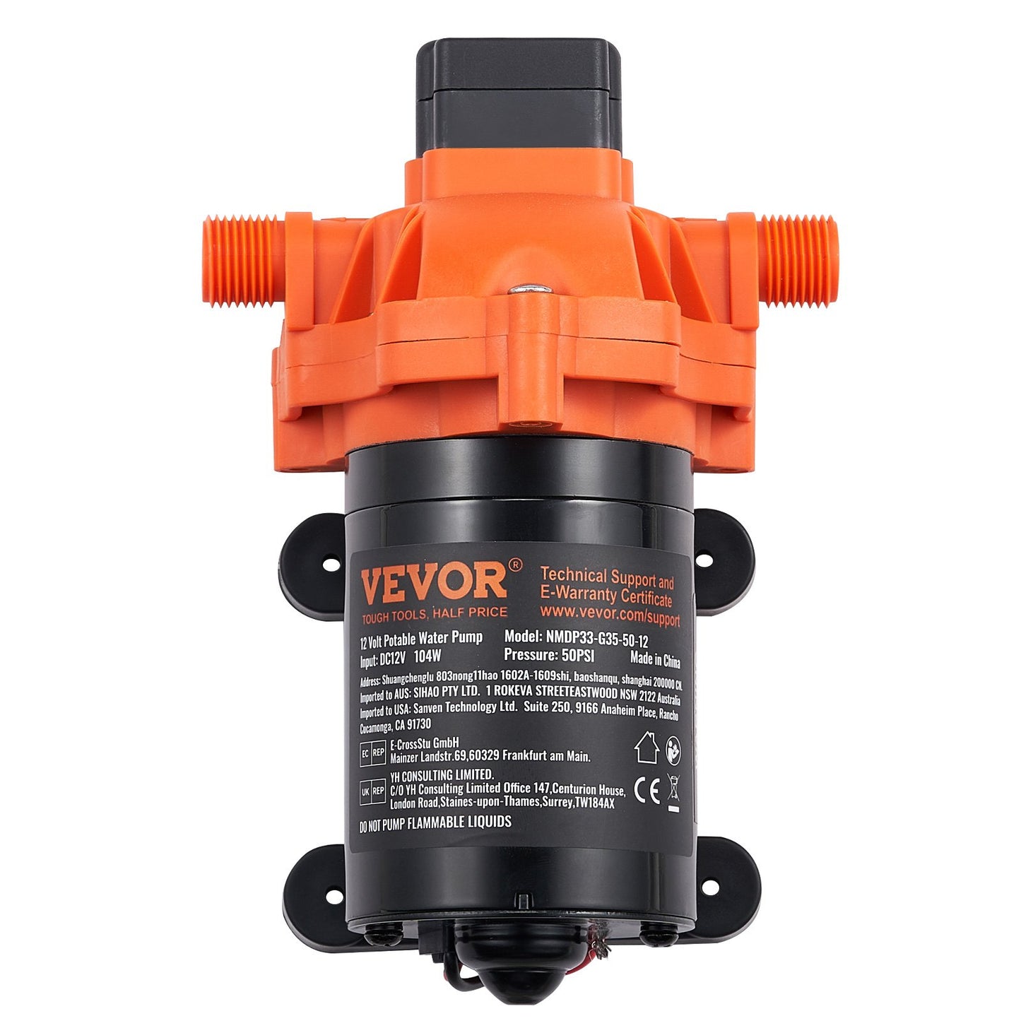 12V membranpump 3,5GPM 13,25L/min 3-kammar vattenpump tryckbrytare