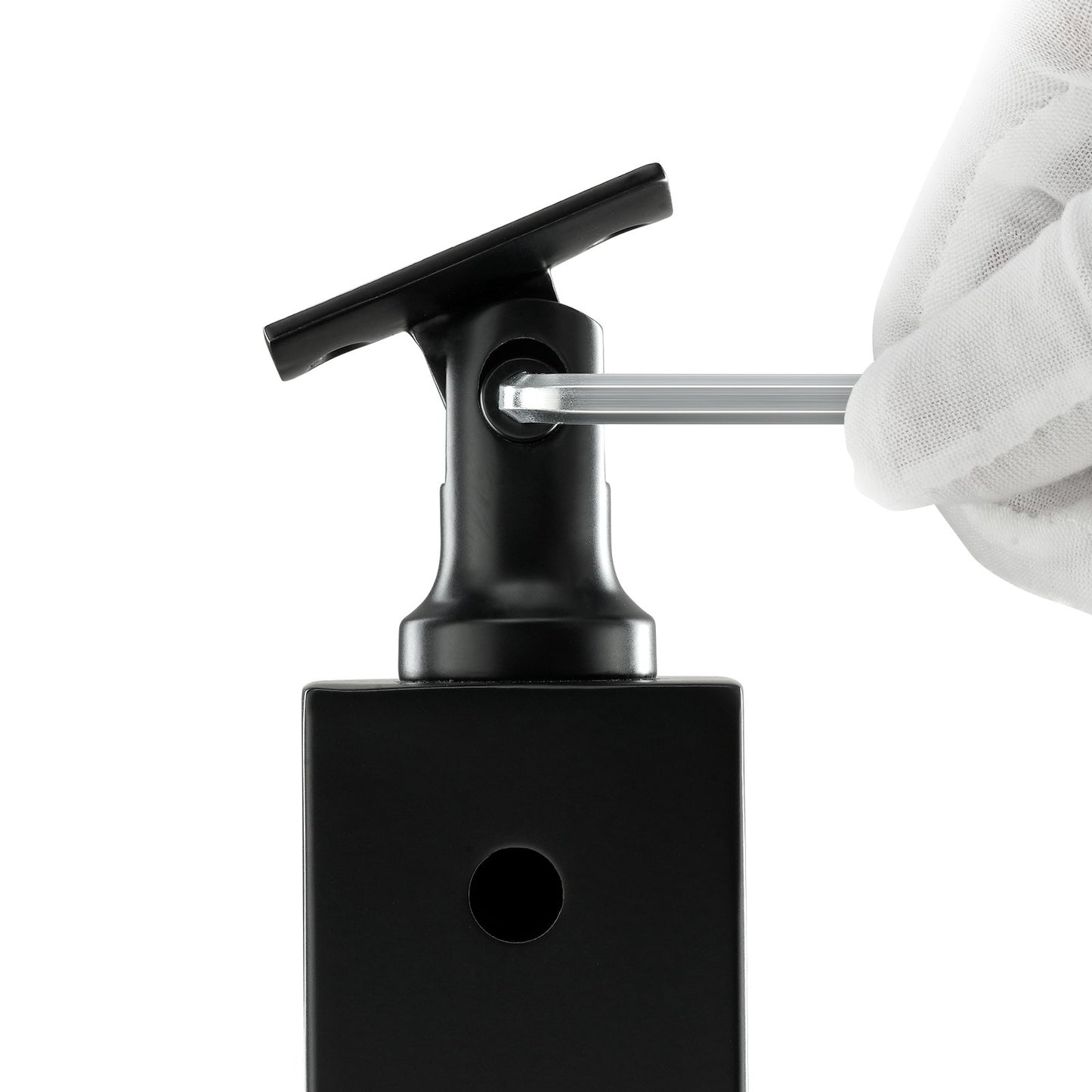 Cable Railing Post 36x1x2in L-Shaped Hole Corner Railing Post Black 1pc