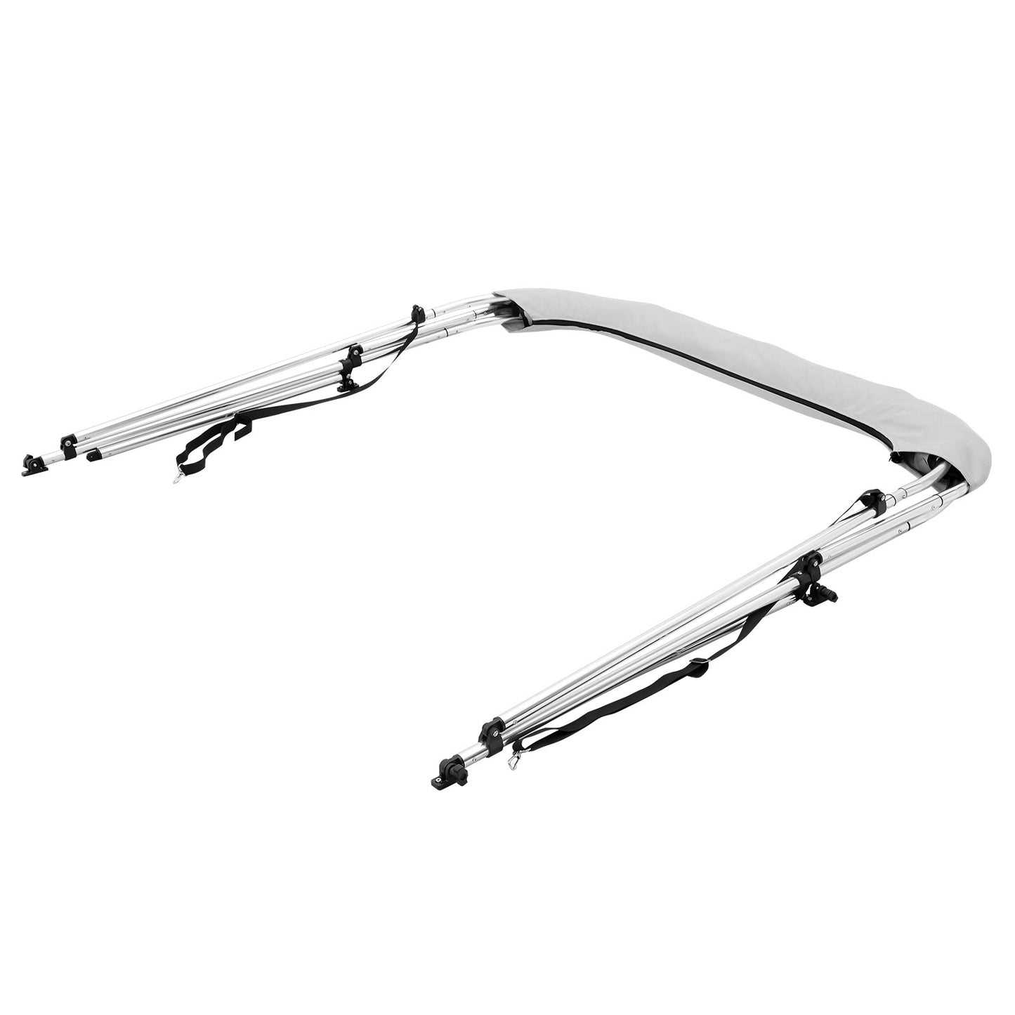 3 Bow Bimini Top Boat Cover, Detachable Mesh Sidewalls, 600D Polyester Canopy with 1" Aluminum Alloy Frame, Includes Storage Boot, 2 Support Poles, 2 Straps, 6'L x 46"H x 67"-72"W, Light Grey