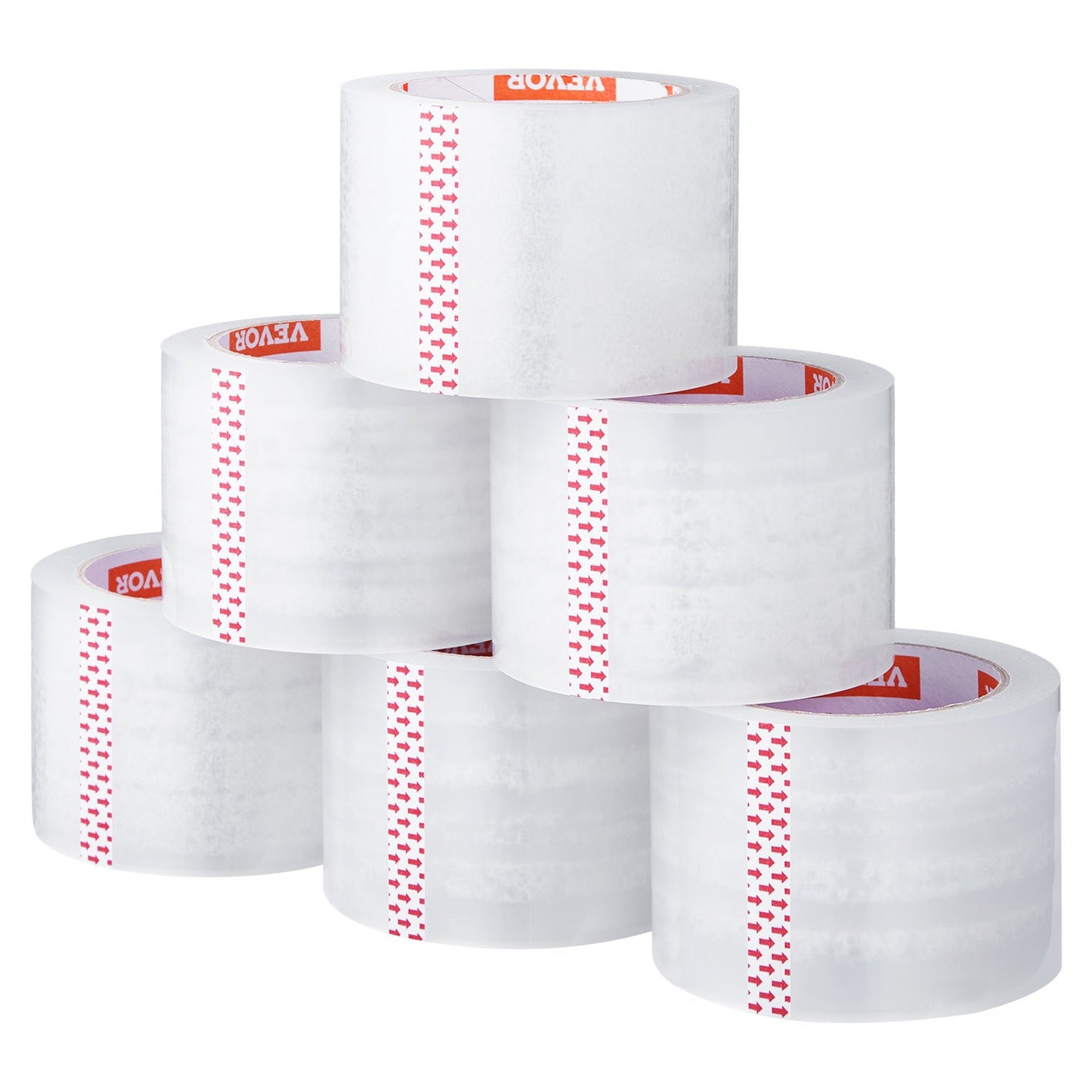 Transparentes Packband, 6 Rollen, 65 Yards, strapazierfähiges transparentes Packband, 2,7 mil