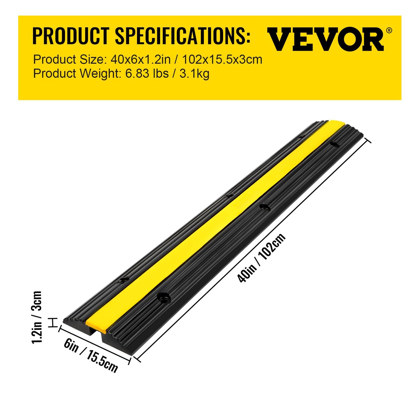 4 Pack of 1-Channel Rubber Cable Protector Ramps Heavy Duty 22046Lbs Load Capacity Cable Wire Cord Cover Ramp Speed Bump Driveway Hose Cable Ramp Protective Cover