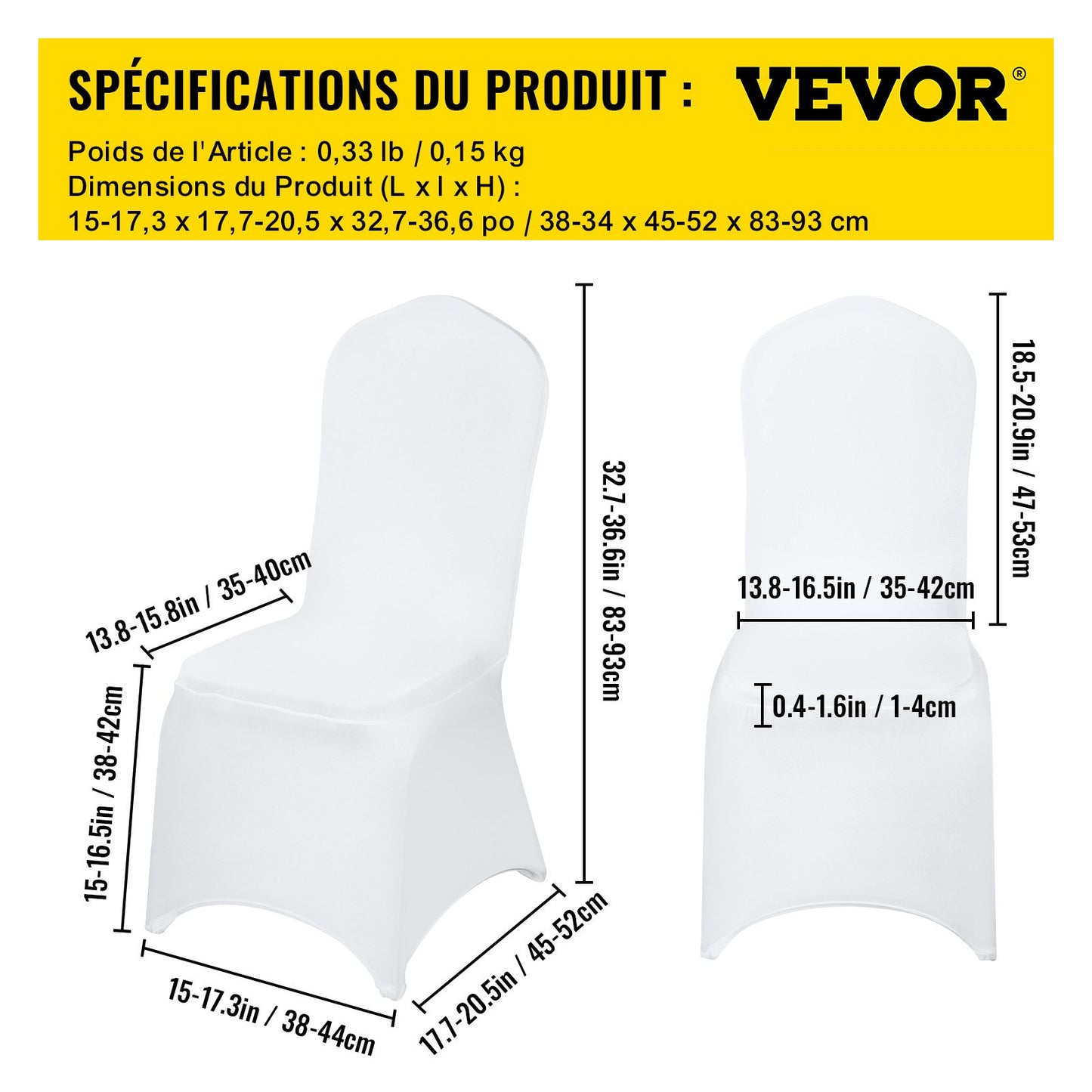 Stretch Spandex Folding Chair Covers, Universal Fitted Chair Cover, Removable Washable Protective Slipcovers, for Wedding, Holiday, Banquet, Party, Celebration, Dining (50PCS White)