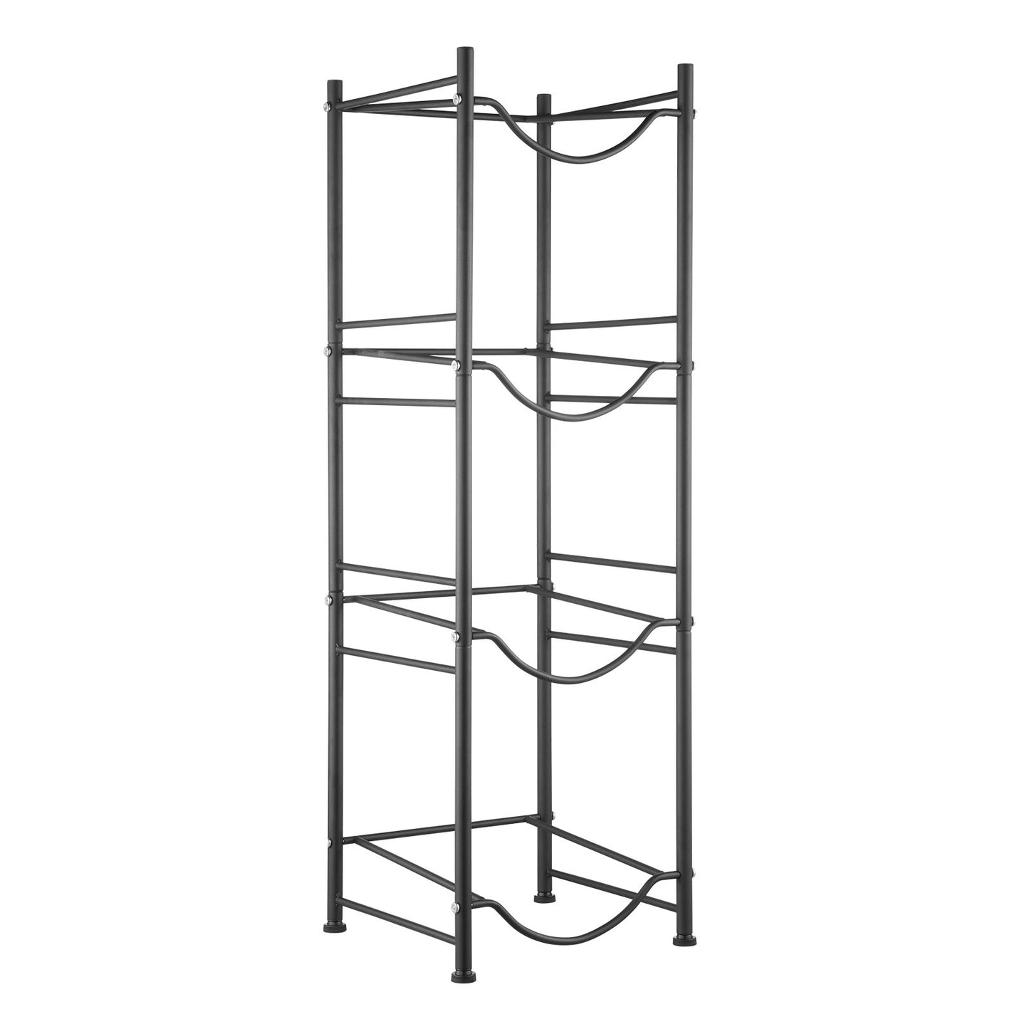 4-Tier Water Bottle Holder Single Row Water Bottle Rack for 4 Bottles Black