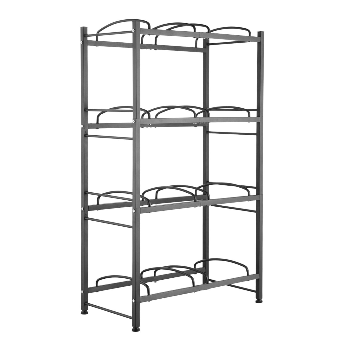 4-stufiger Wasserflaschenhalter, zweireihiges Wasserflaschenregal für 8 Flaschen, Schwarz