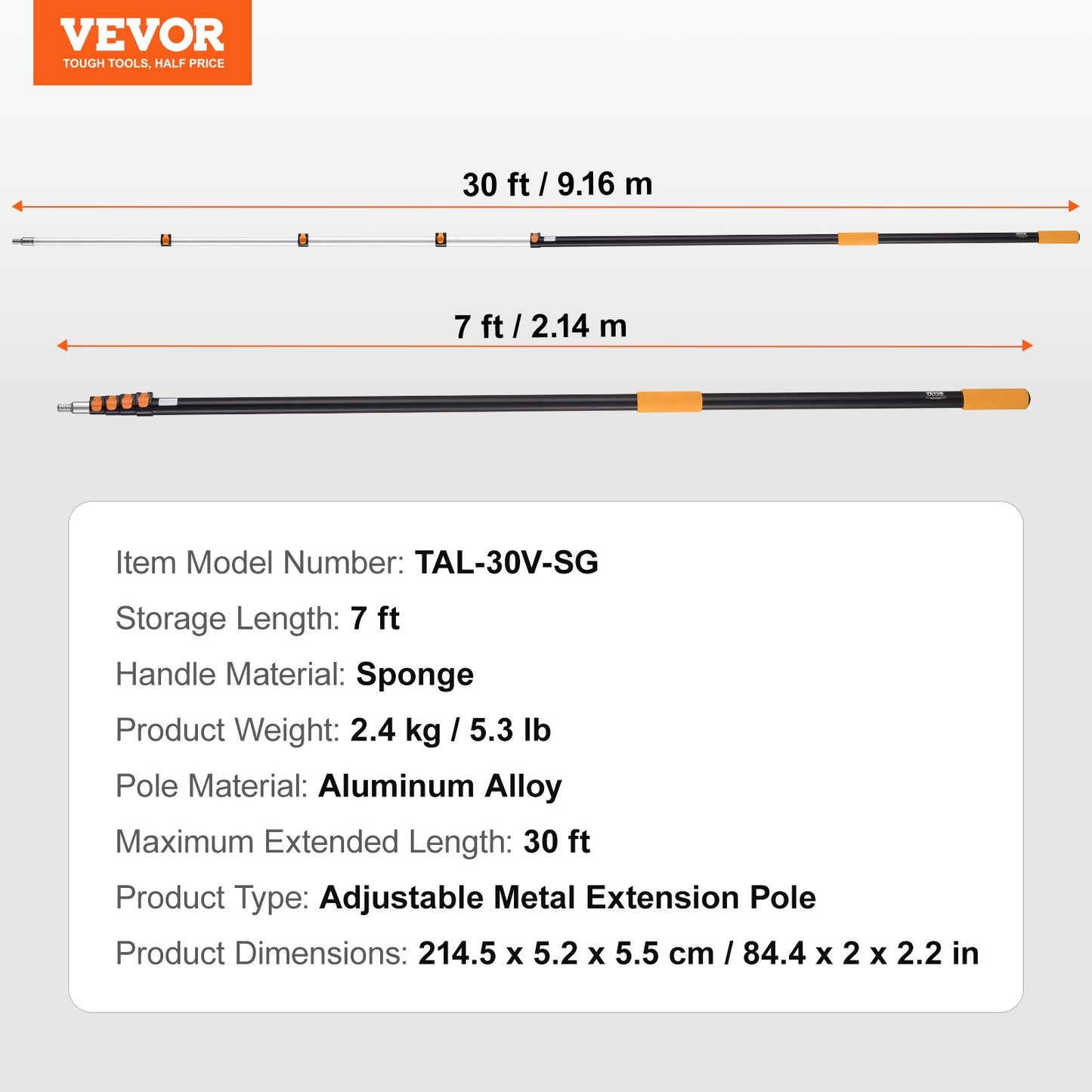 Telescoping Pole, 7 to 30 FT Pole, Extension Multi-Purpose Pole, Sturdy Aluminum Alloy Paint Extendable Pole with Flip-Lock Design, Telescopic Pole for Painting, Dusting and Cleaning