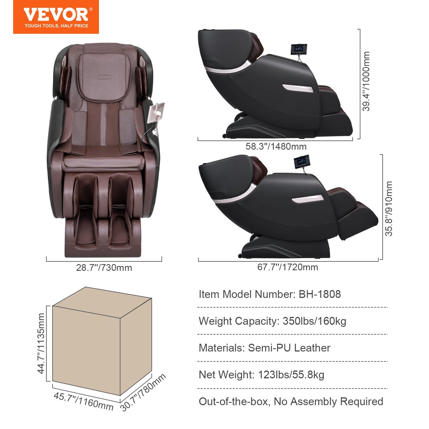 Massage Chair - Full Body Zero Gravity Recliner with Multi Auto Modes, 3D Shiatsu, Heating, Bluetooth Speaker, Airbag, Foot Roller, and Touch Screen
