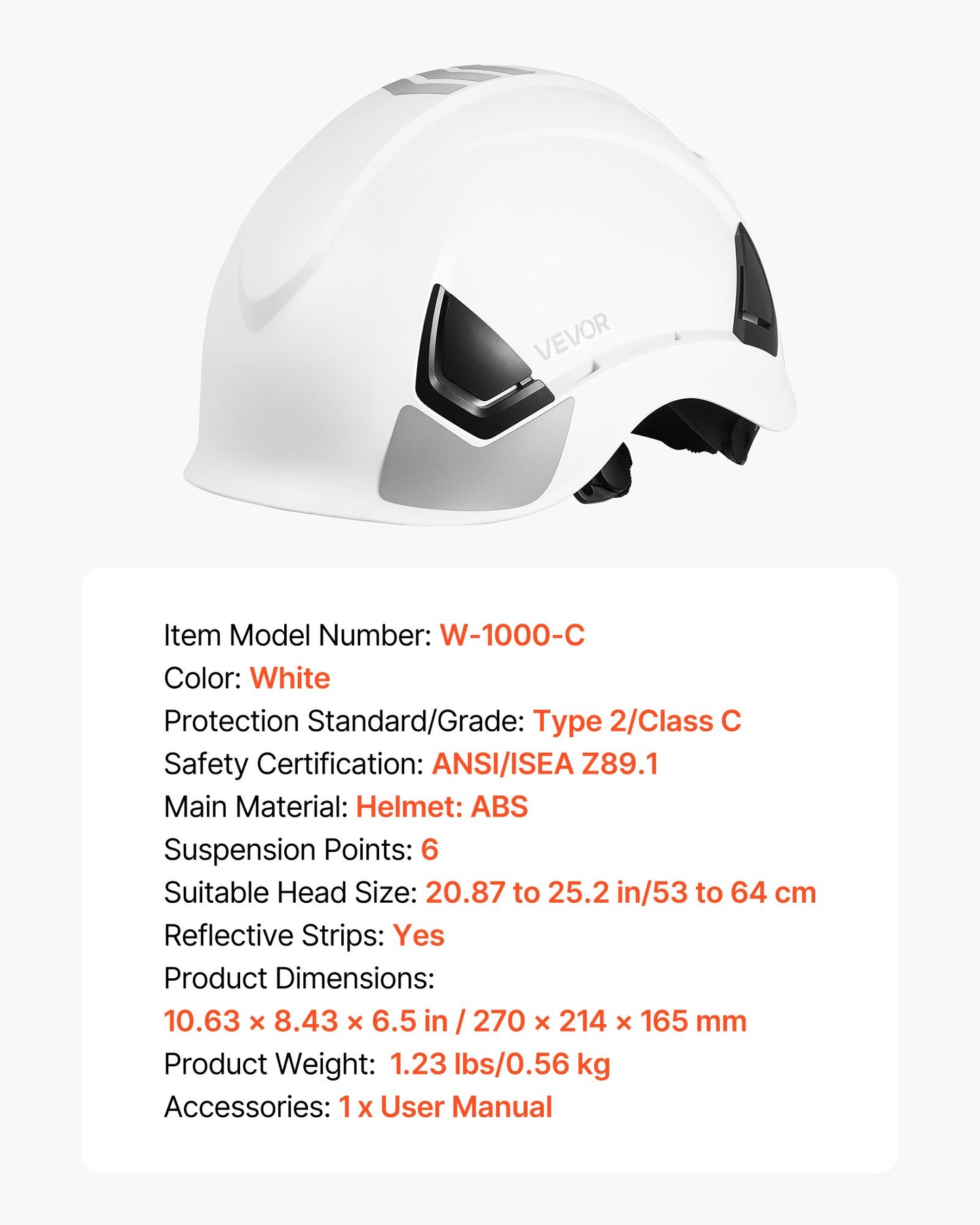 Industrial Safety Helmet, ANSI/ISEA Z89.1 Approved ABS Safety Hard Hat with 6-Point Ratchet Suspension, Adjustable Vented Hardhat for Men Women Adults, for Outdoor Indoor Construction Workwear