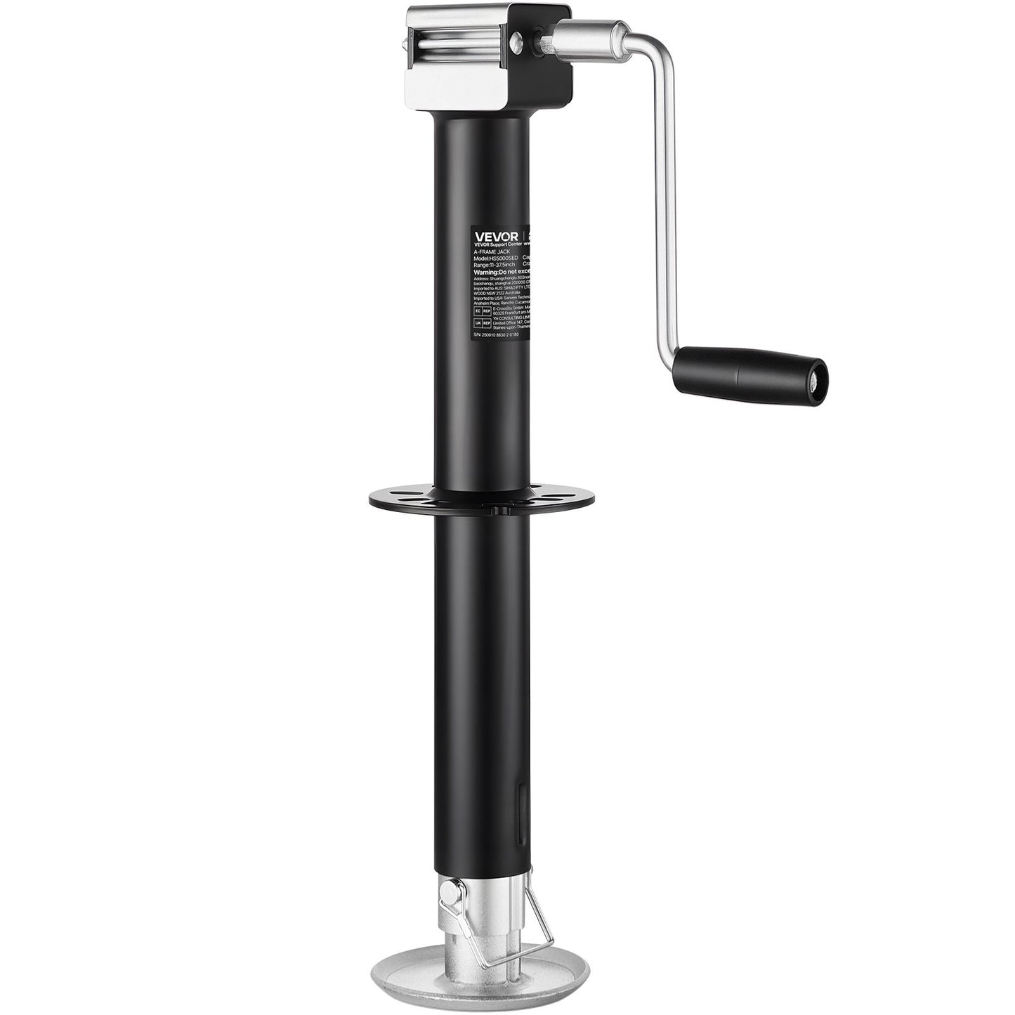 5000 lbs A-Frame Trailer Jack, 15-Inch Vertical Travel, Trailer Lift Jack with Adjustable 7-Level Drop Leg & Drill Socket, Cordless Drill Compatible, Suitable for RV, Utility, Yacht Trailers