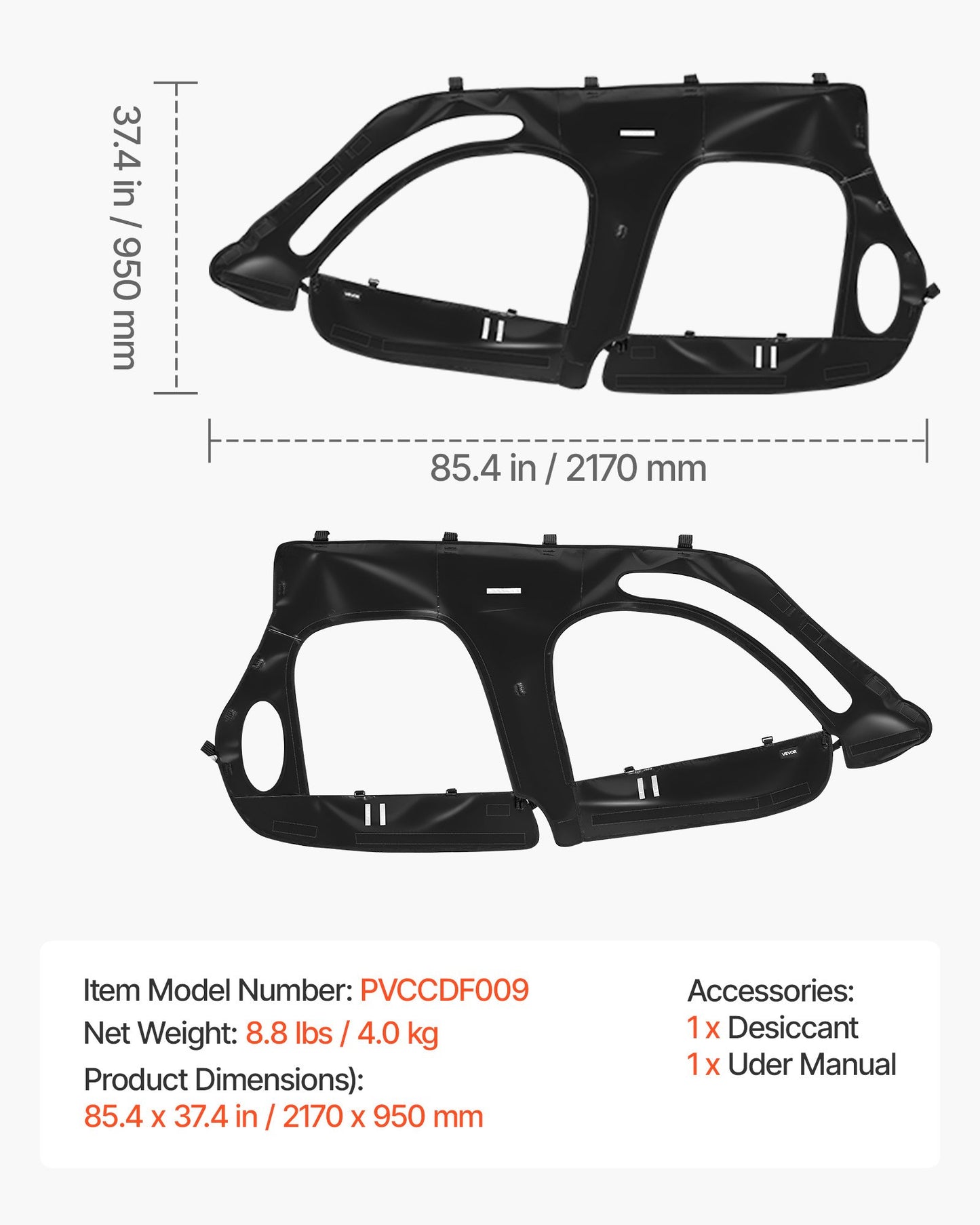 Cab Enclosure Upper Doors, Compatible with Polaris RZR XP4 1000/Turbo 2014-2023, Soft Upper Doors, Windproof Upgraded Zipper UTV Soft Side Window Kit, Work with Side Mirrors and Windshields