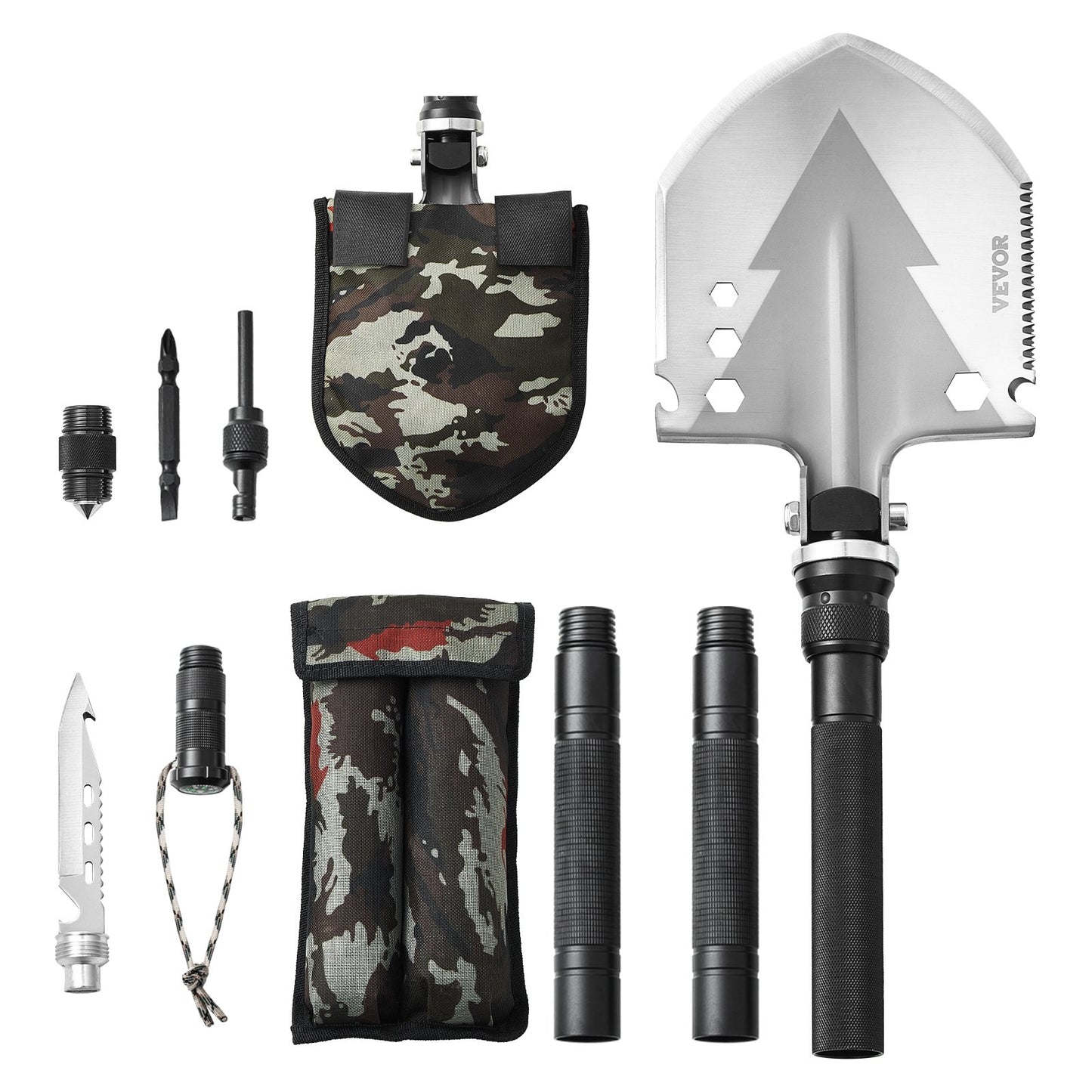 Survival Shovel 11 i 1 Camping Shovel Folding Multitool Portable Compact