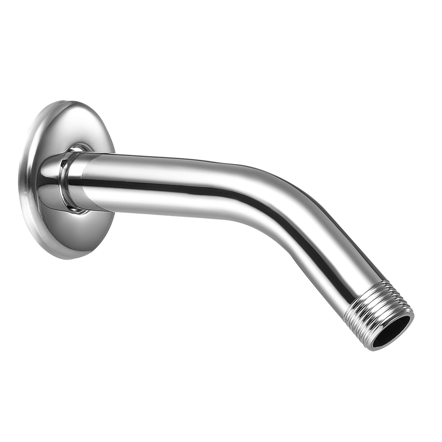 Shower Arm with Flange, 6 Inches, Wall Mounted Stainless Steel Shower Head Arm Extender, Chrome Finish, PTFE Tape, G1/2 Universal Thread Connector Compatible, for Fixed & Handheld Showerhead