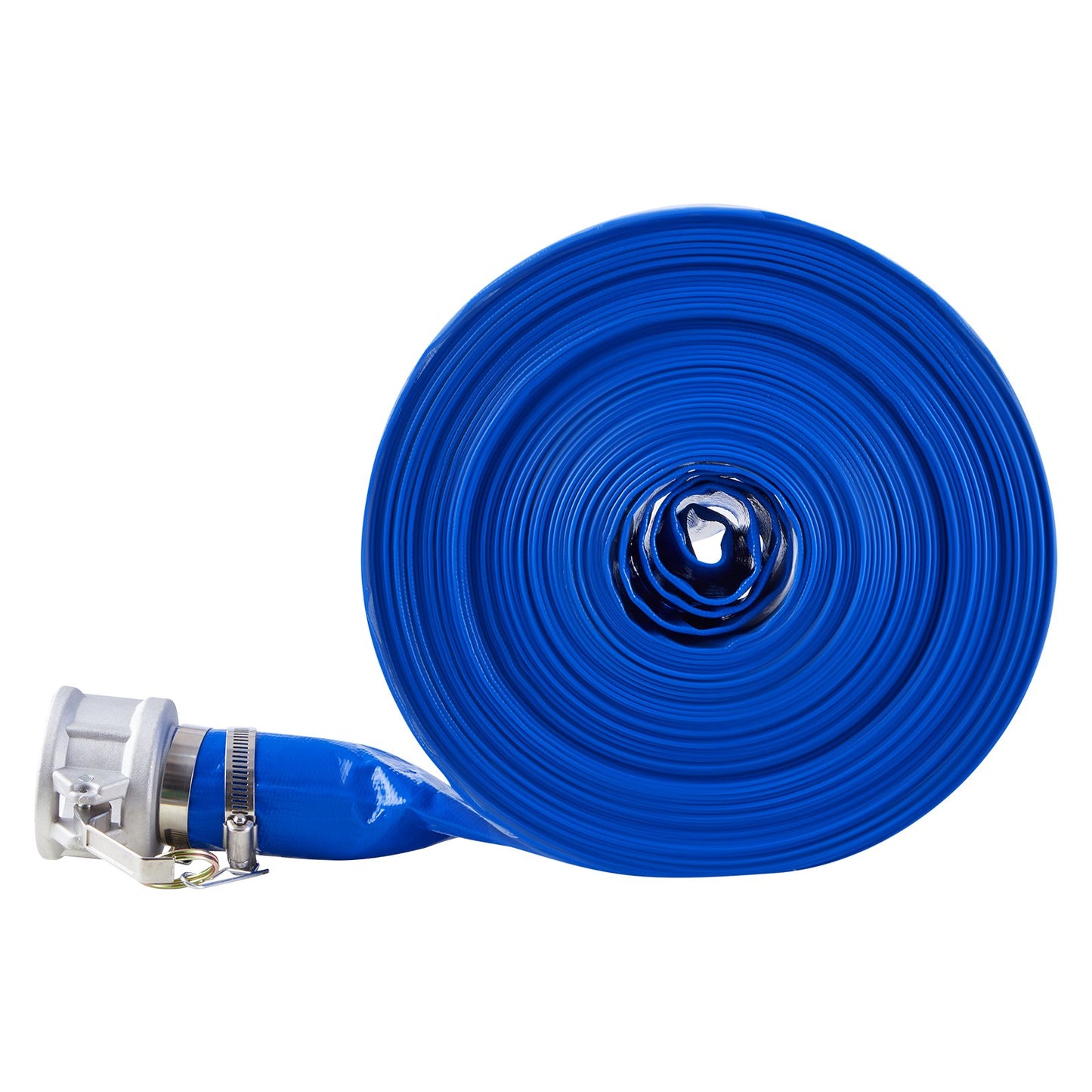 Backwash Hose, 2 in x 100 ft, Blue High Quality PVC Hose, with Clamps, Camlock, Aluminum Fittings, Fit Various Pumps, for Sewage Treatment, Water Transportation and More Agricultural Purposes