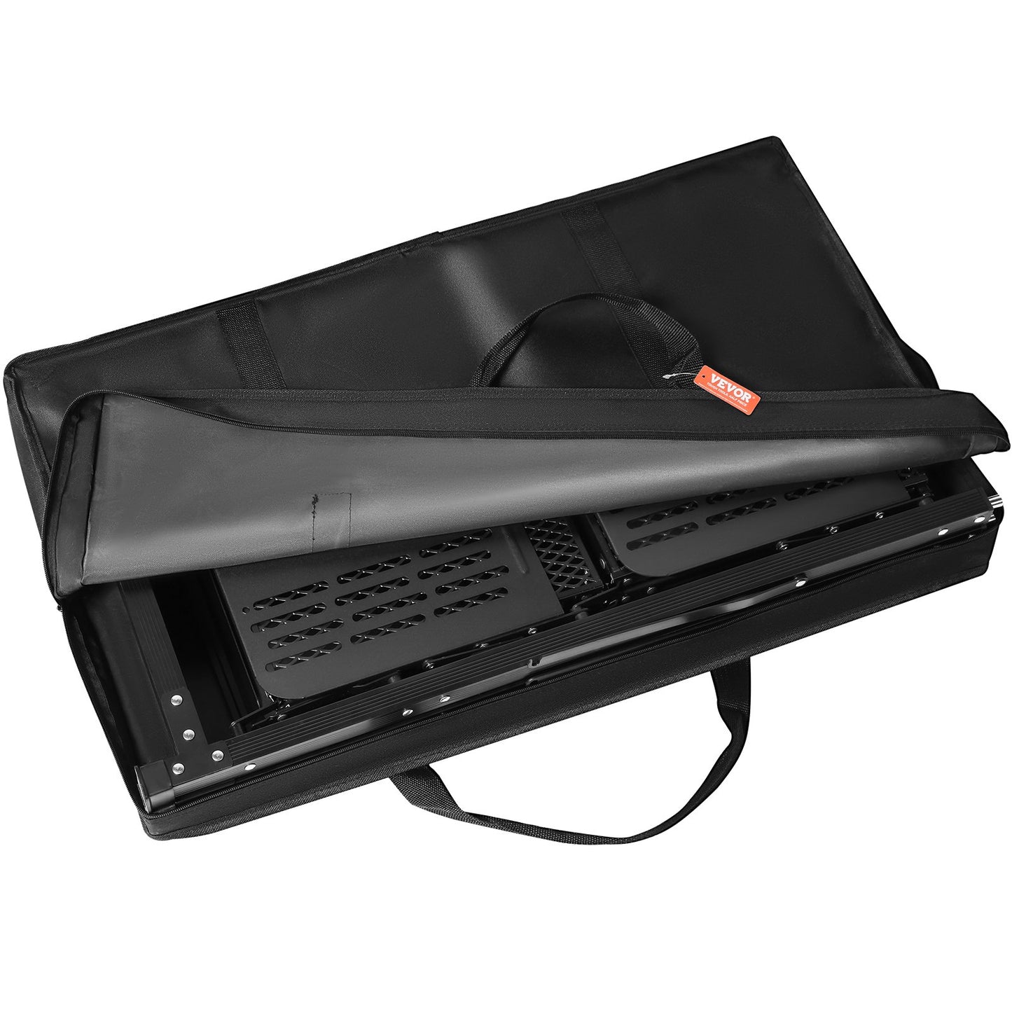 Camping Kitchen Table, One-Piece Foldable Portable Cooking Station with a Carrying Bag, Aluminum Camping Table 4 Iron Side Tables and 2 Shelves, Perfect for Outdoor Picnics, BBQ, Camping, RV Trips