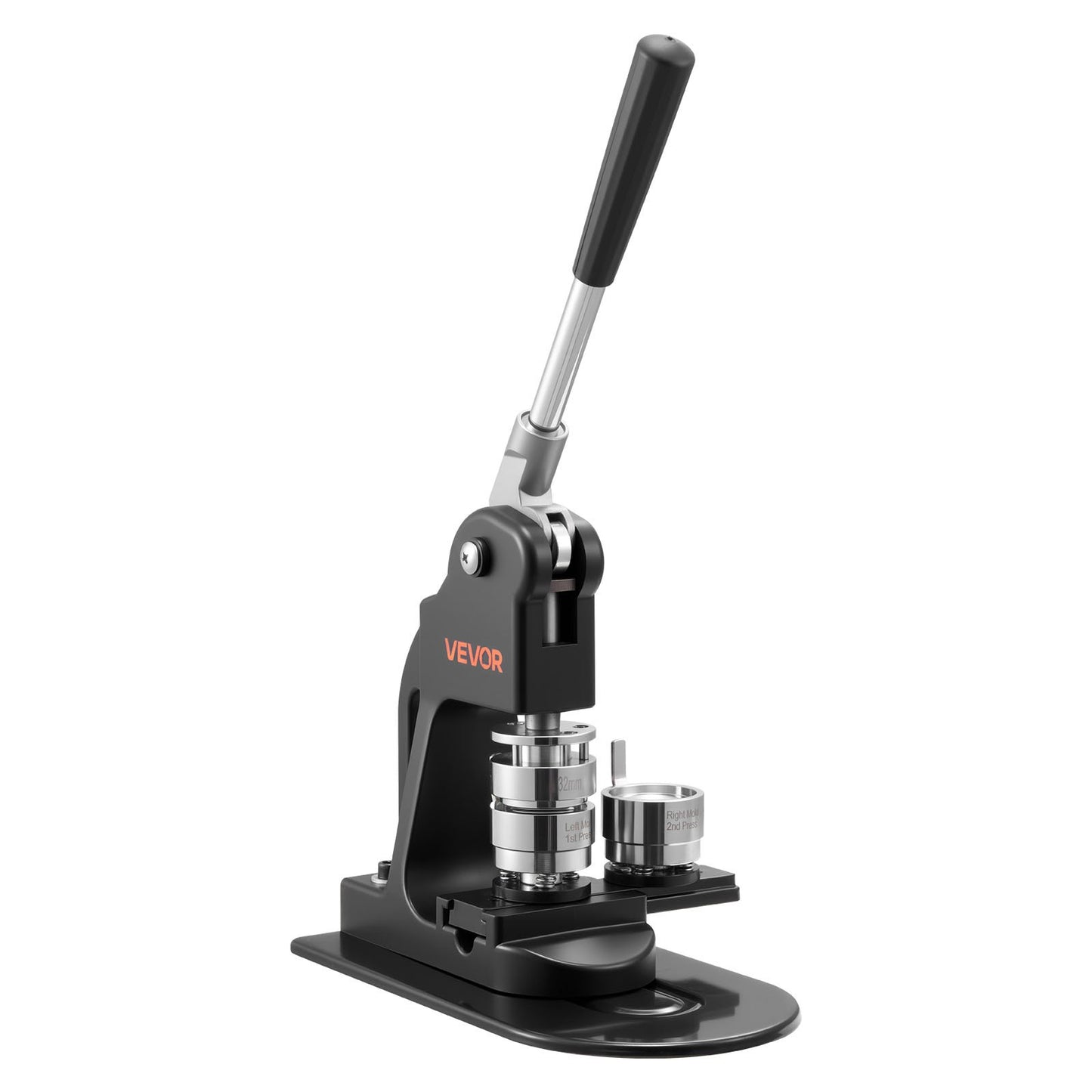 Button Maker Machine, 1.25 in, Pin Maker Machine with 500pcs Button Parts, Circle Cutter, Hex Wrenches and Magic Book, Ergonomic Handle, for DIY Badges, Personalized Pins and Key Chains, Black