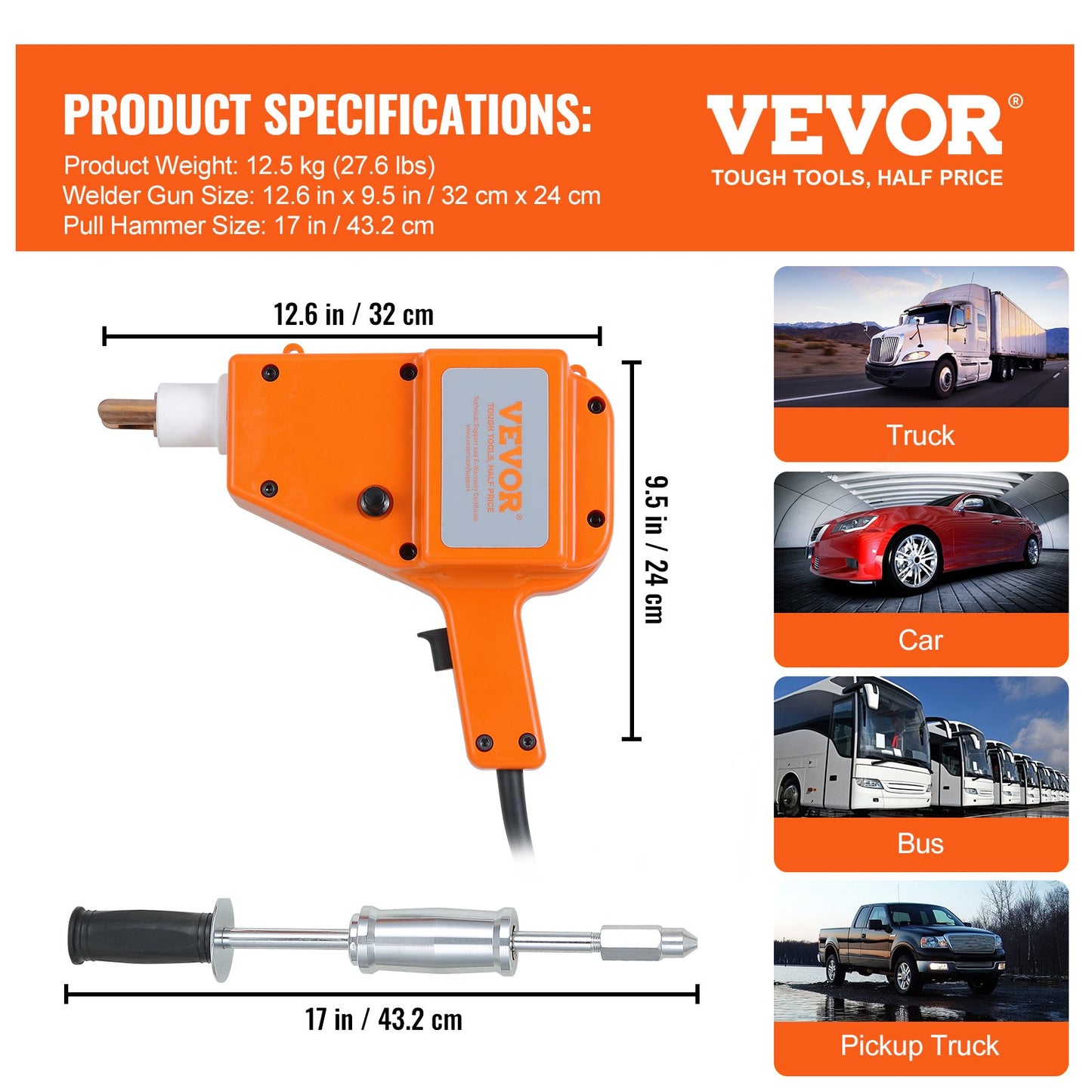 Stud Welder Kit, 5500 Stud Welder Dent Repair Kit, 800VA Spot Welder Stud, 110V Welder Stud Kit, Stud Gun Dent Puller Kit with Complete Accessories, Dent Welder Repair for Auto Body Repairing
