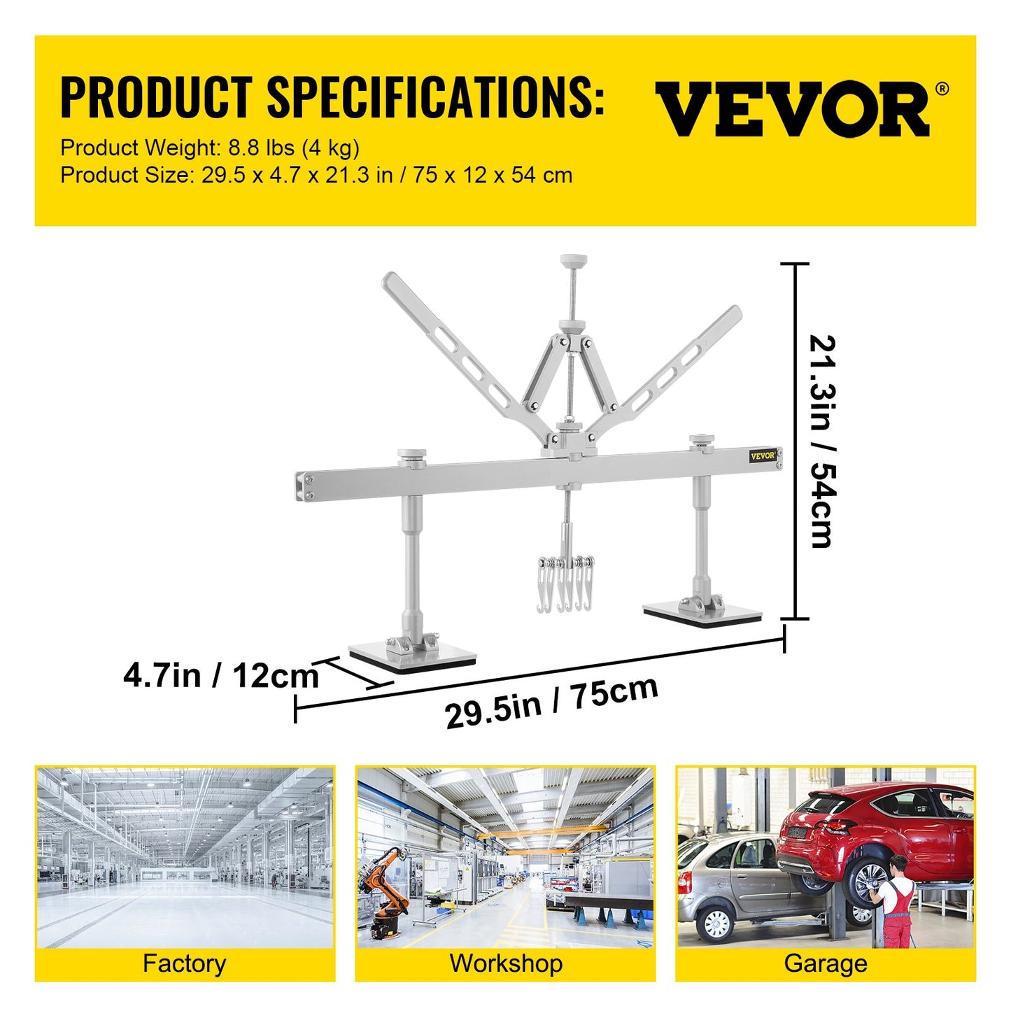 Dent Pull Lever Bar Kit Fit for Both Aluminum and Steel Dent Pulling (750MM)