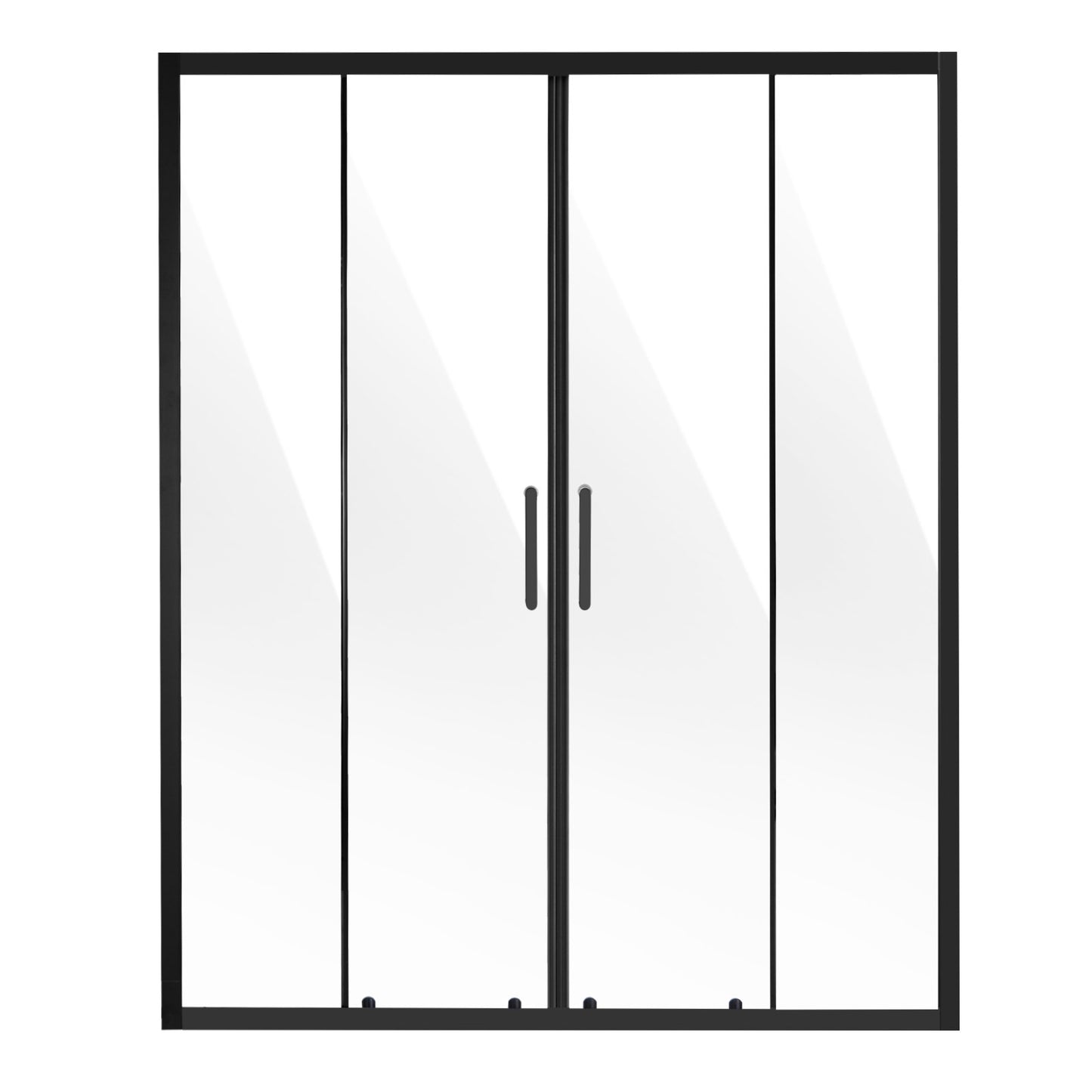 Semi-frameless Shower Door, 57.8-59 W x 70 H in, Double Sliding Glass Door with 1/4 in(6mm) Clear Tempered Glass, Waterproof Shatterproof Stainproof with Stainless Steel Hardware, Matte Black
