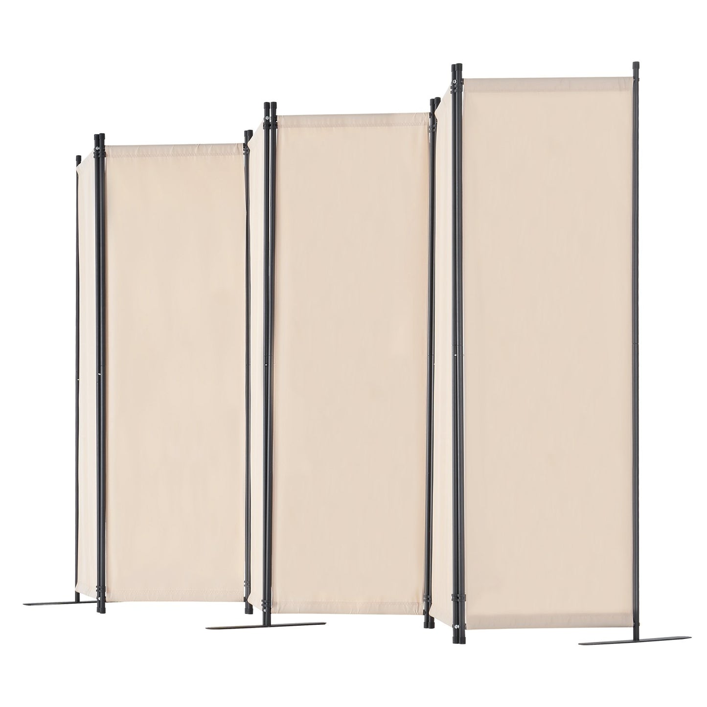Room Divider 6 Panels Fabric Room Privacy Screen for Office Bedroom Beige
