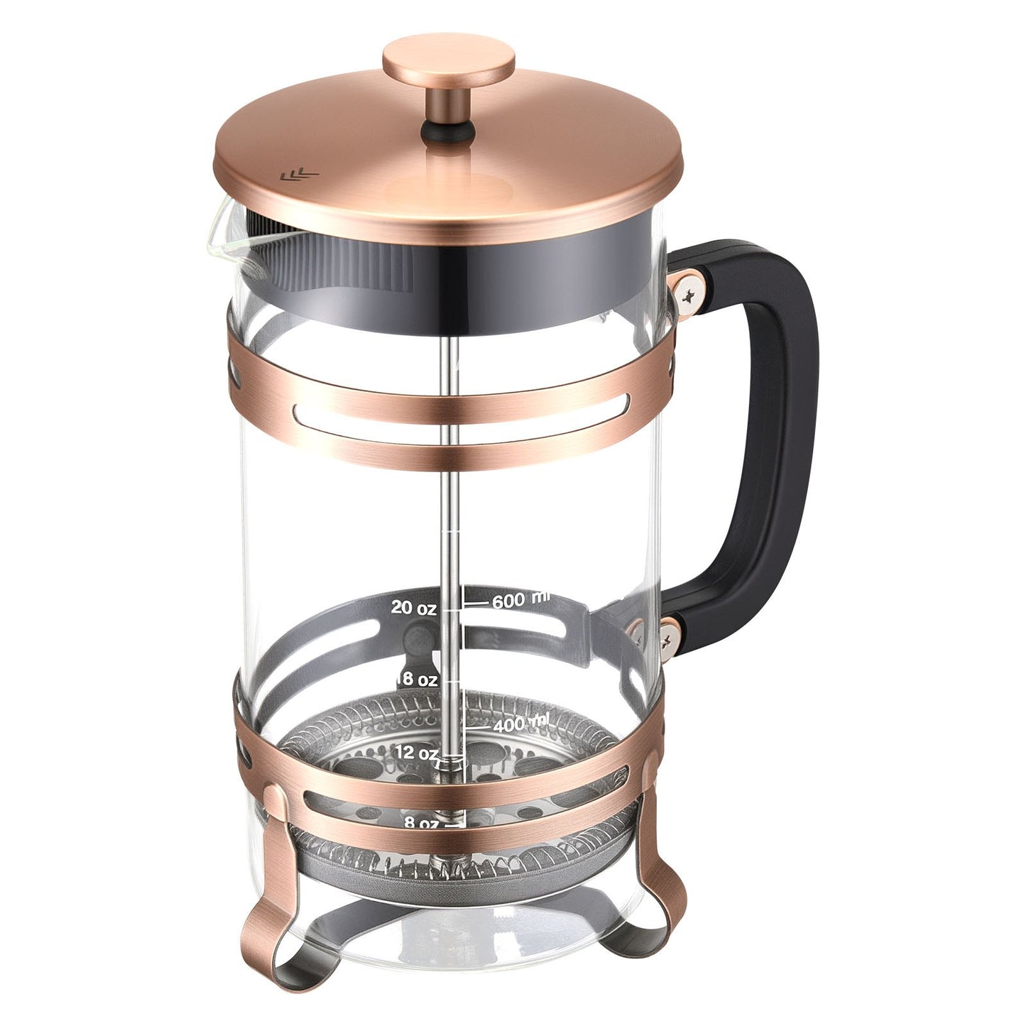French Press Coffee Maker, 34 Ounce 1 Liter Borosilicate Glass Coffee Press Tea Maker with Stainless Steel Filter, Large Glass French Presses Cold Brew for Camping Travel Home Kitchen, Copper