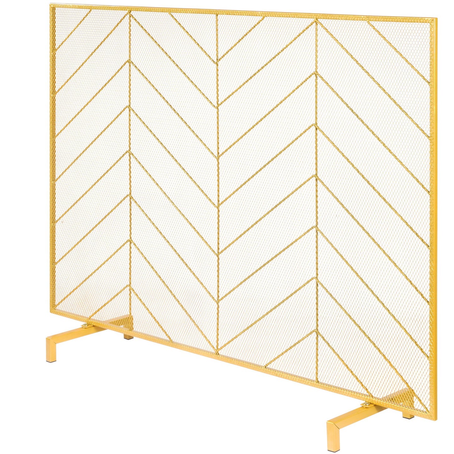 Fireplace Screen Single Panel, Heavy Duty Iron Mesh Fireplace Screen, 980(L) x758(H)MM Spark Guard Cover, Easy Installation, Freestanding Fire Fence Grille for Living Room Home Decor Modern