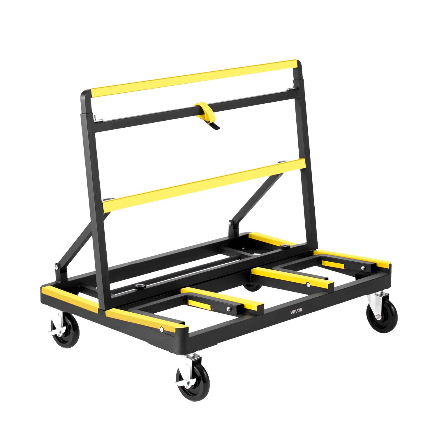 Drywall Cart Dolly, 1800 lbs Load Capacity, Steel Panel Dolly with 4 Swivel Casters & Expandable Deck, Foldable Panel Truck Cart with Tie-Down Strap for Handling Plywood, Plasterboard, Glass