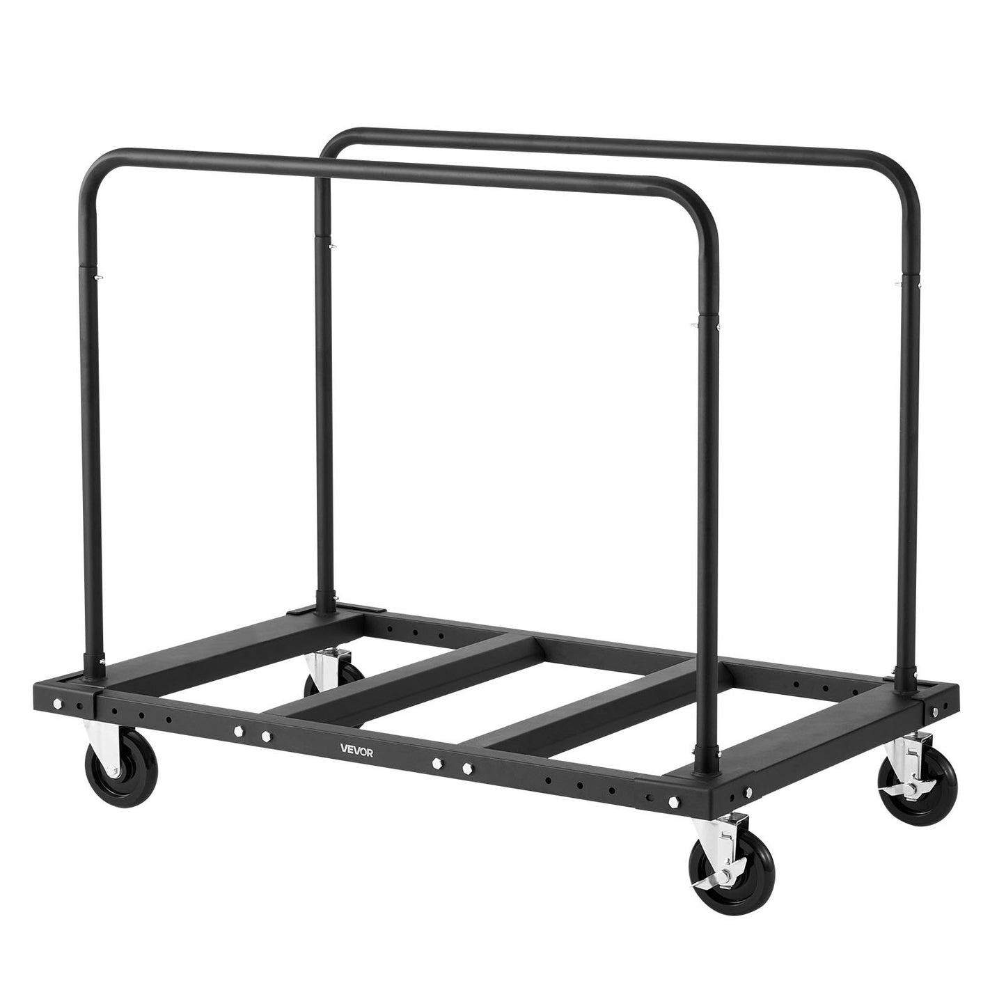 Drywall Cart Dolly, 1800 lbs Load Capacity, Steel Panel Truck Cart with 5 inch Swivel Casters, Lumber Drywall Dolly with Tie-Down Strap & 2 Side Handrails for Factory, Warehouse, Garage, Black
