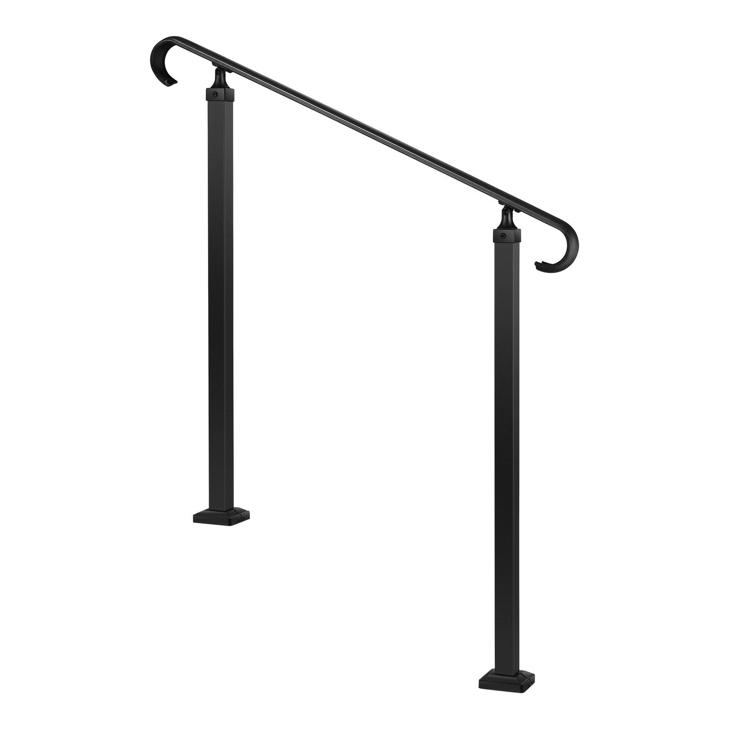 Handrails for Outdoor Steps, 2-3 Step Adjustable Height, Carbon Steel Transitional Handrail with Installation Kit, Exterior Hand Railing for Steps, Concrete or Wooden Stairs, Porch, Matte Black