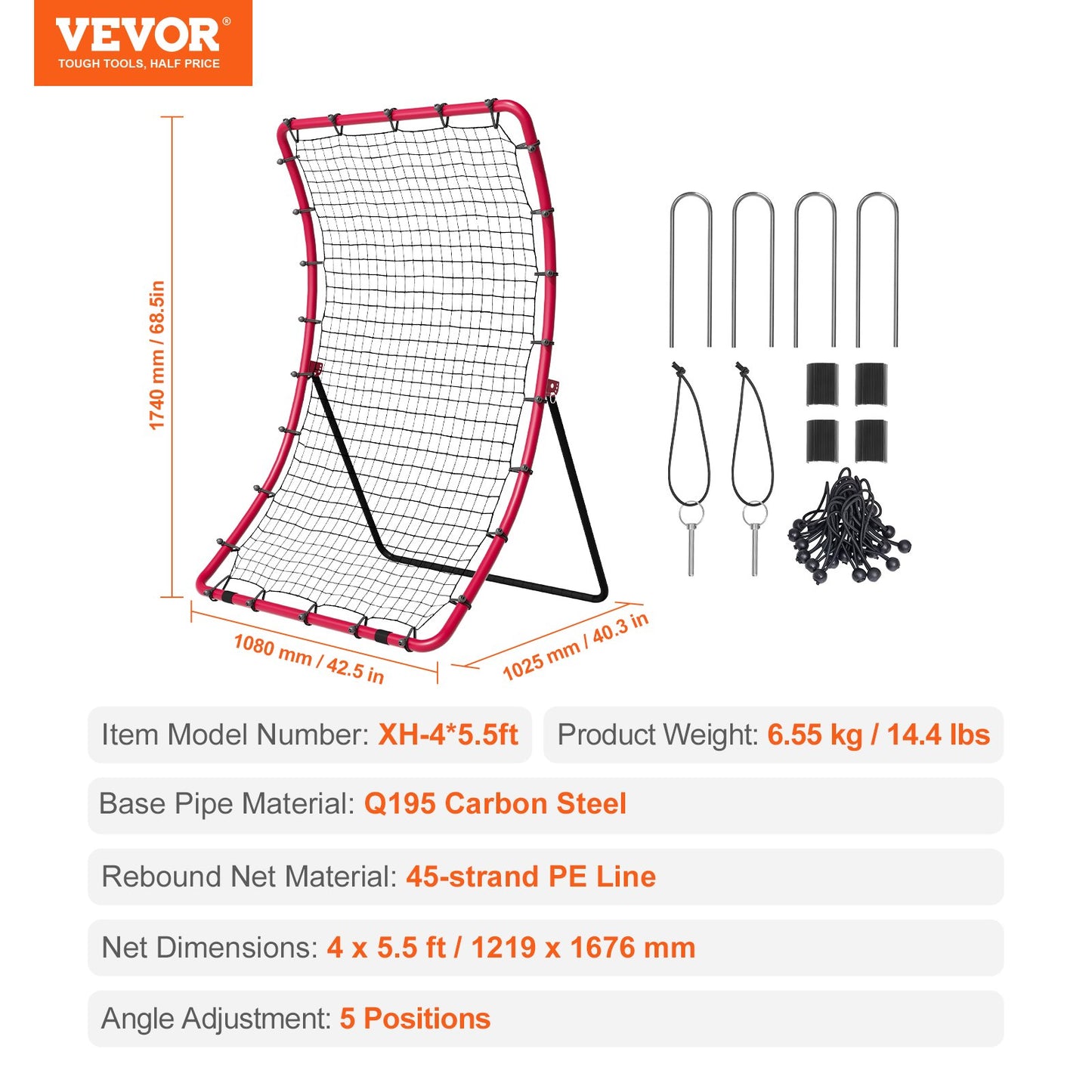 Baseball And Softball Rebounder Net, 4 x 5.5 ft PitchBack Baseball Pitching Nest, Pitch Return Trainer Rebound Net with Pitching Target, All Angle Fielding Rebound Net for Grounders Pop Flies