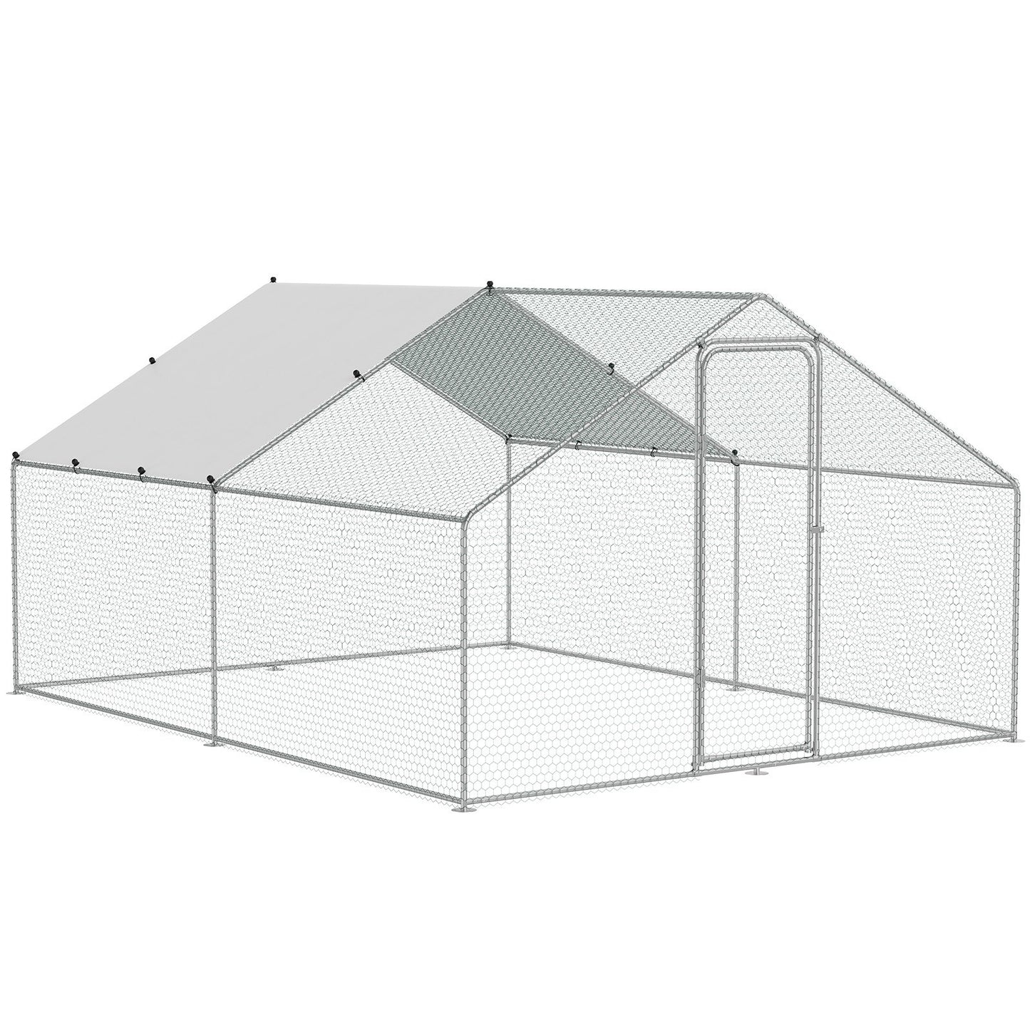 Metal Chicken Coop Walk-in Chicken Run with Waterproof Cover 9.8x13x6.5 Feet