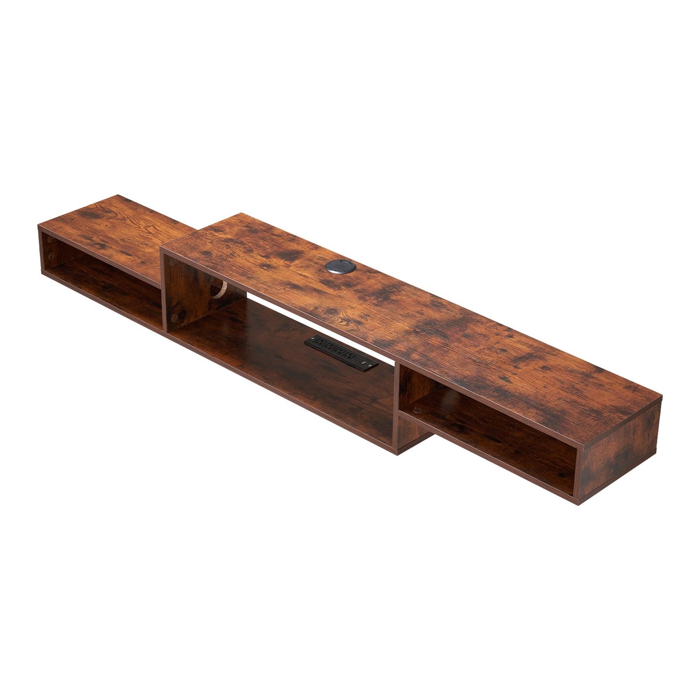 Floating TV Stand, 70" Wall Mount Entertainment Center with Power Outlet & Cable Hole, Modern Floating TV Shelf with Storage Cabinet for DVD Player, Cable Box, Game Console, TV Accessory, Wood