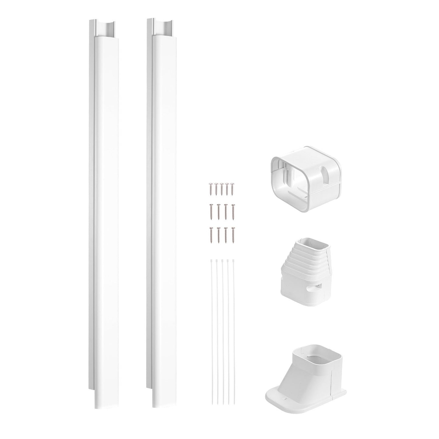 Mini Split Line Set Abdeckung 76,2 mm B 2270 mm L, dekorative PVC-Rohrleitungsabdeckung für Klimaanlagen mit 2 geraden Kanälen und kompletten Komponenten. Einfach zu installieren, überstreichbar für Wärmepumpen, weiß