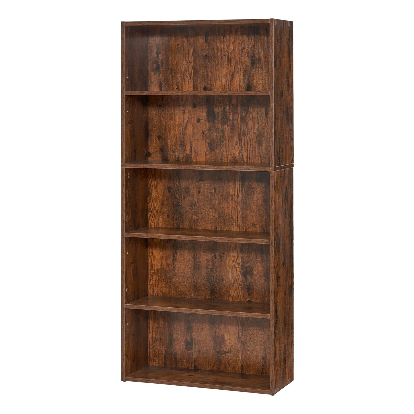 Bücherregal mit 5 Ebenen, schmal, 135,6 cm, offenes Bücherregal aus Holz, verstellbare Regalböden, Braun