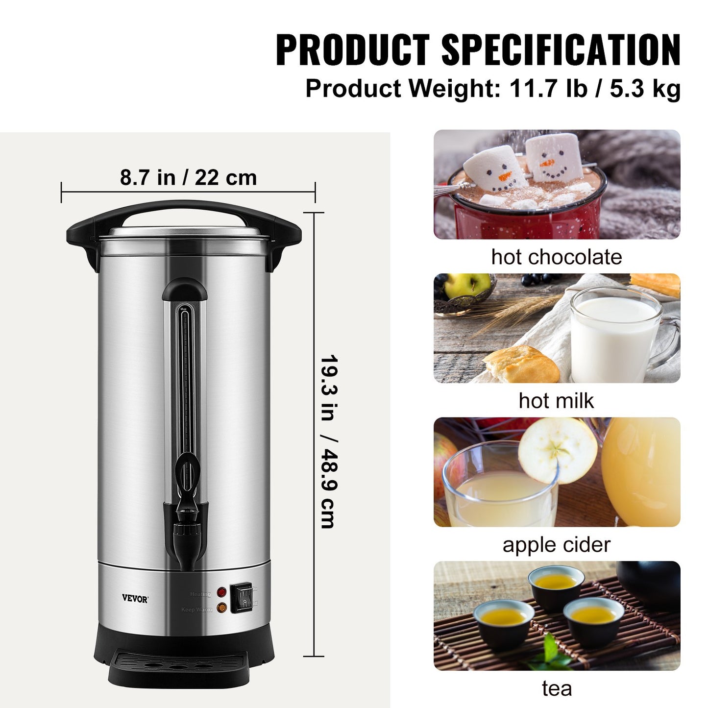 Commercial Coffee Urn 110 Cup Stainless Steel Coffee Dispenser Fast Brew