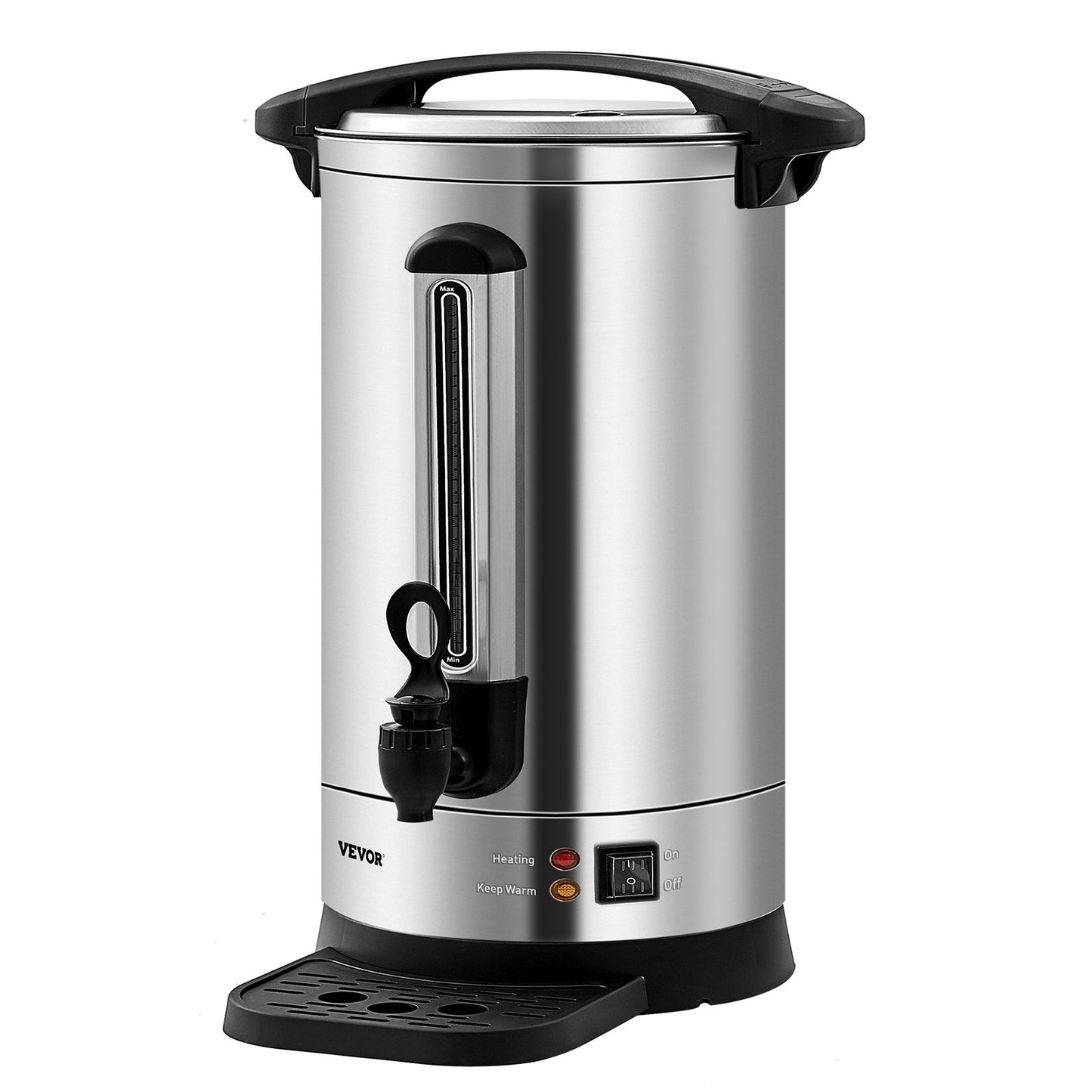Commercial Coffee Urn, 65 Cups Stainless Steel Large Coffee Dispenser, 1500W 110V Electric Coffee Maker Urn For Quick Brewing, Hot Water Urn with Detachable Power Cord for Easy Cleaning, Silver