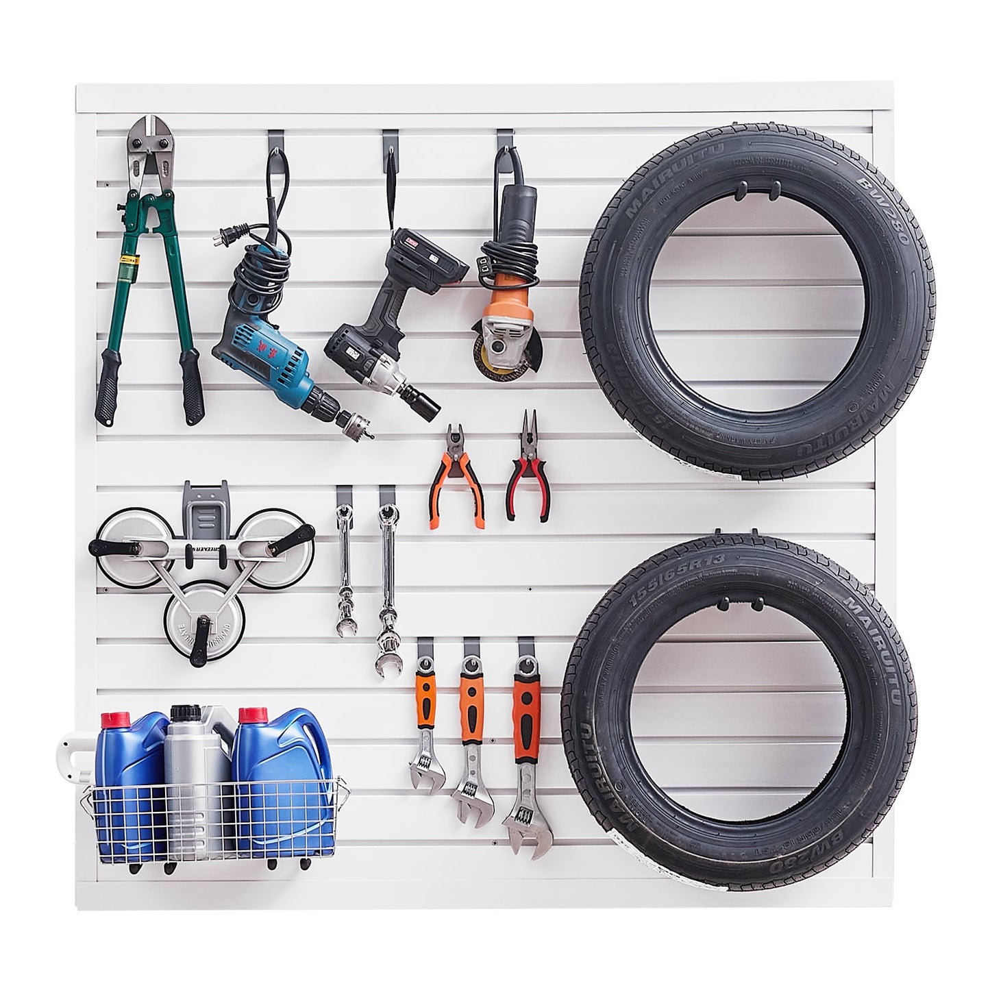 4 x 4 Fuß Lamellenwandpaneel PVC Weiß Garage Lamellenwand mit modularem Design