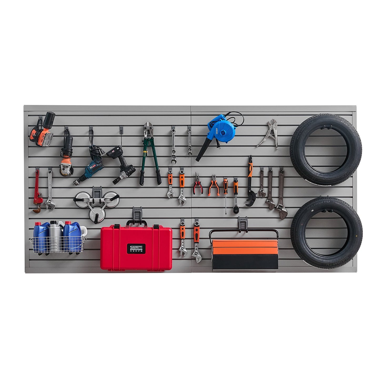 8 x 4 ft Slatted Wall Panel PVC Grey Garage Slatted Wall with Accessories