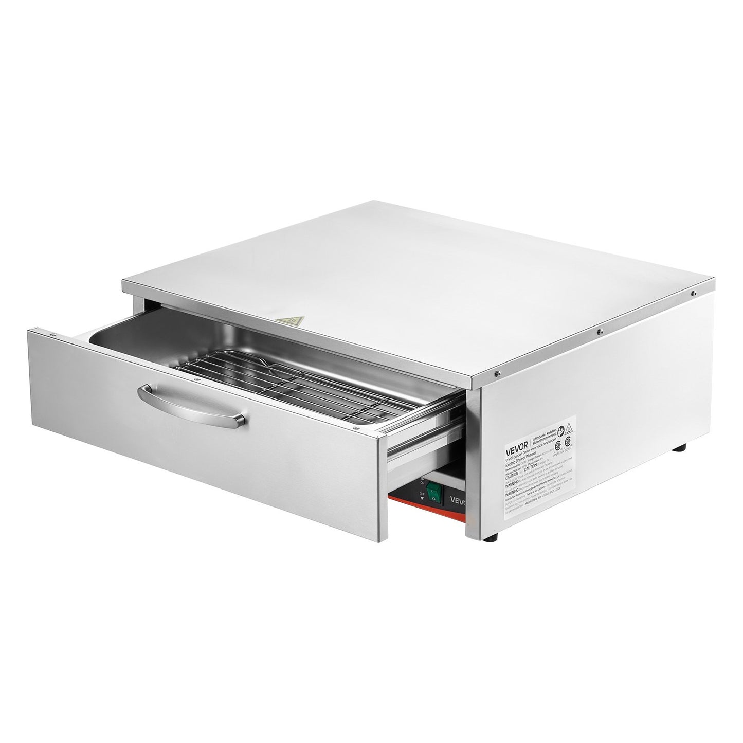 Commercial Electric Drawer Warmer, Single-Drawer Stainless Steel Food Warmer, Freestanding Compact Warming Drawer Cabinet, 85°F–185°F Wide Temperature Range, for Restaurant, Hotel & Bakery