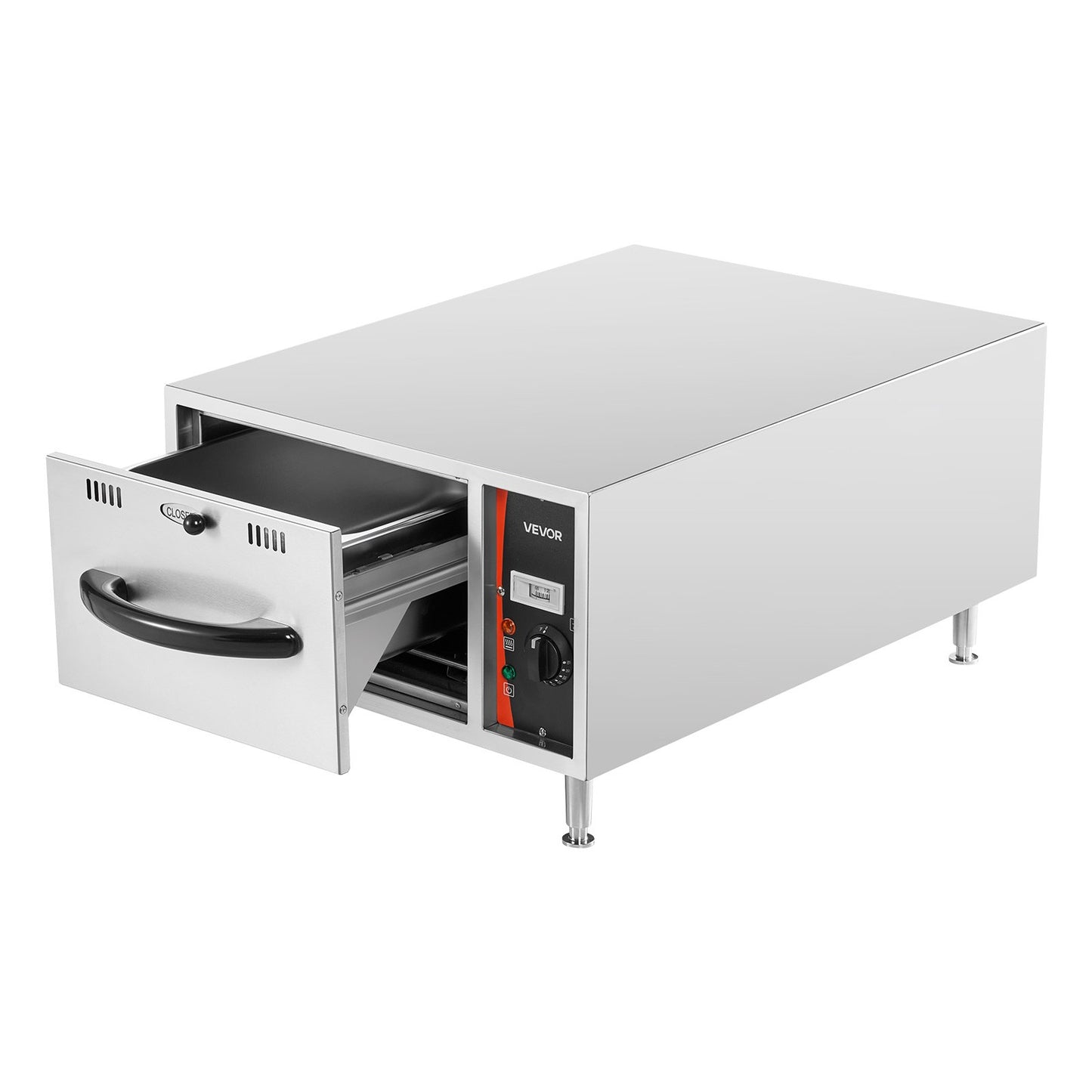 Commercial Electric Drawer Warmer, Single-Drawer Stainless Steel Food Warmer, Freestanding Slim Warming Drawer Cabinet, 85°F–185°F Wide Temperature Range, for Restaurant, Hotel, Bakery & Kitchen