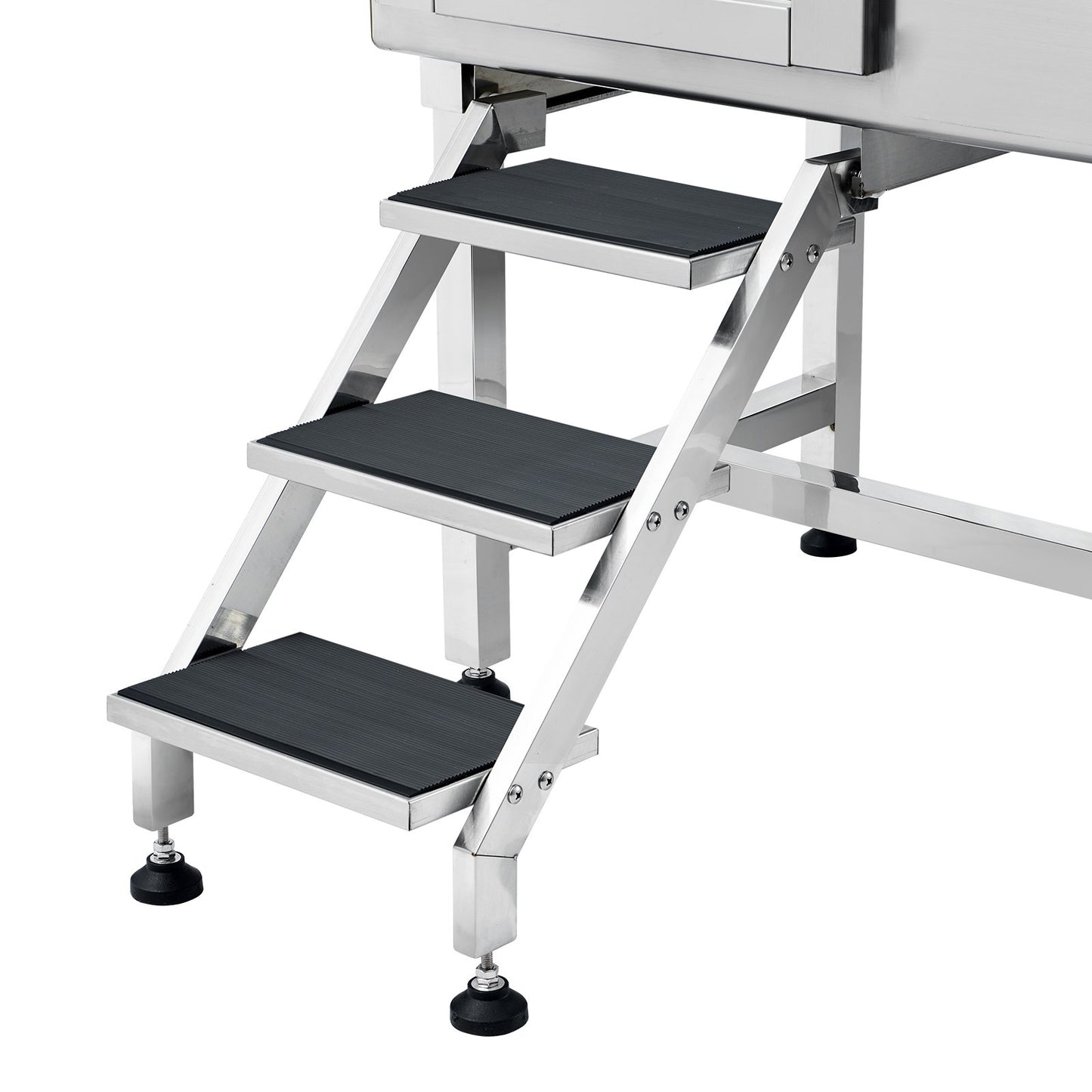 1,57 m lange Hundebadestation mit Treppe, professionelle Hundepflegebadewanne aus Edelstahl mit Seifenkiste, Wasserhahn, reichhaltigem Zubehör, Badewanne für große, mittelgroße und kleine Haustiere, Waschbecken für zu Hause (links)