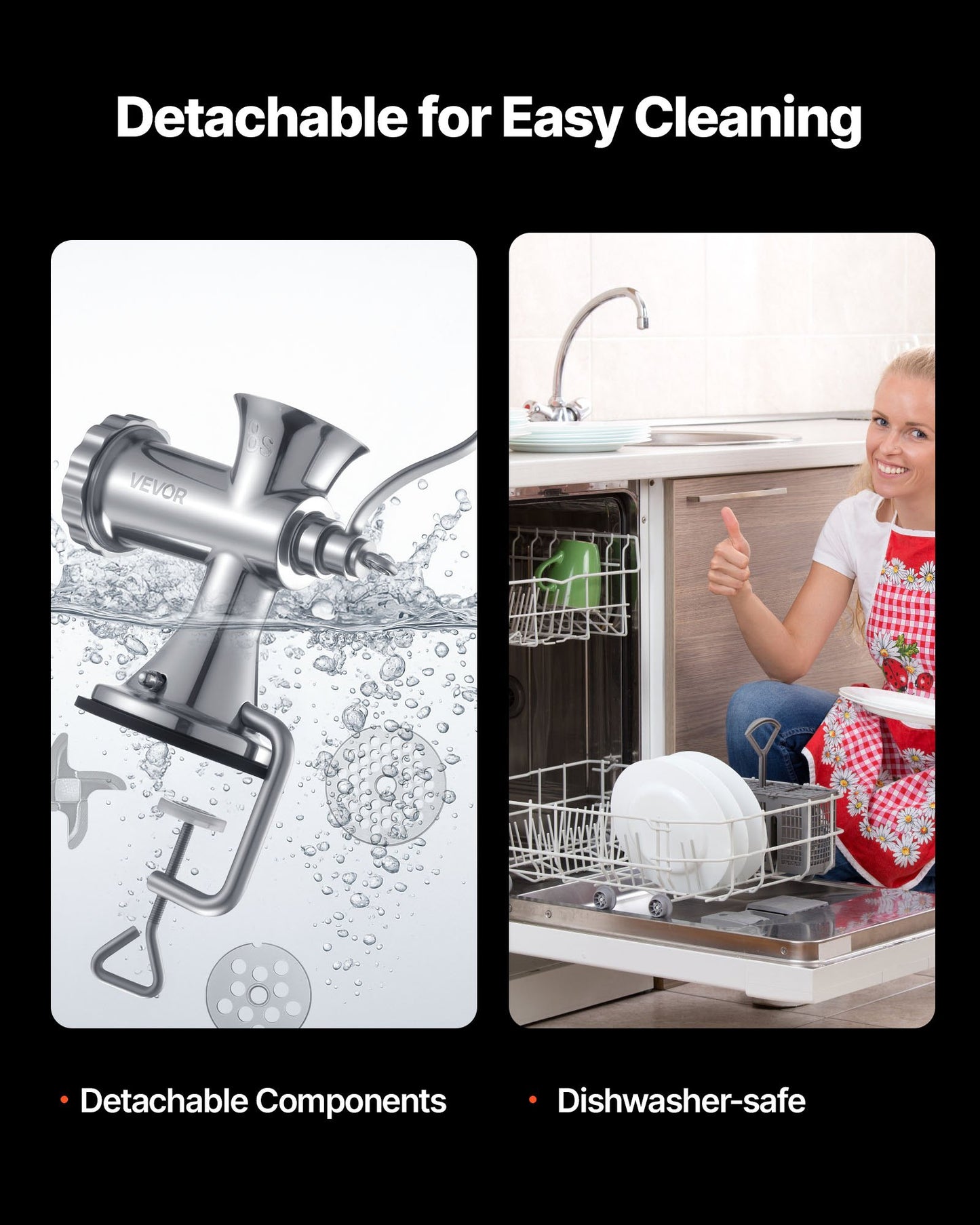 Manual Meat Grinder, 304 Stainless Steel Hand Meat Grinder with Suction Cup + Steel Table Clamp, Meat Mincer Sausage Maker & 2 Cutting Plates, Sausage Tube, Grinding Head for Beef Pepper Cookie