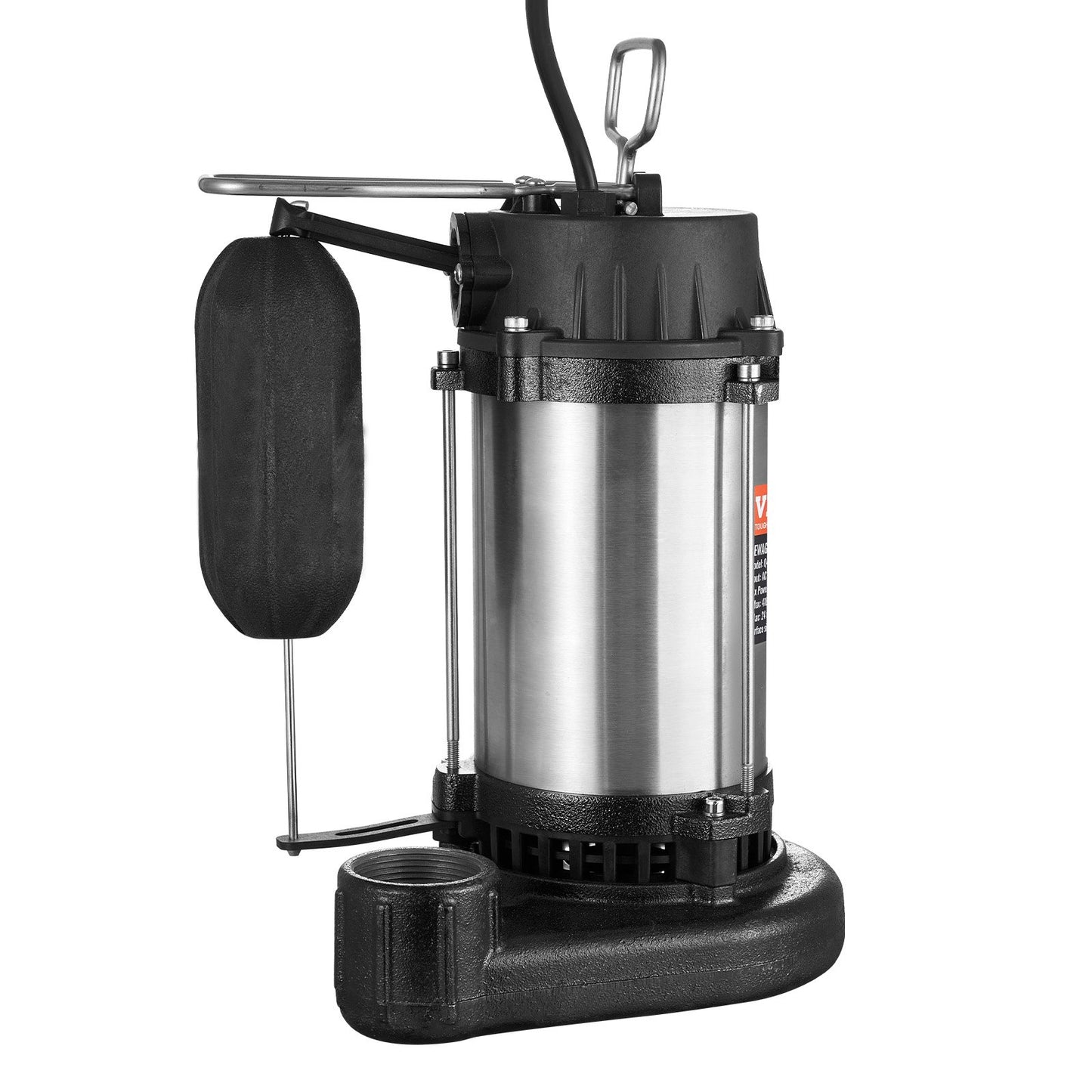 Submersible Sewage Pump, 0.5HP 4188GPH, Cast Iron Sewage Water Pump with 24 ft Lift 10 ft Power Cord and Automatic Float Switch, Stainless Steel for Clean Flooded Basement Yard Farm Sewer