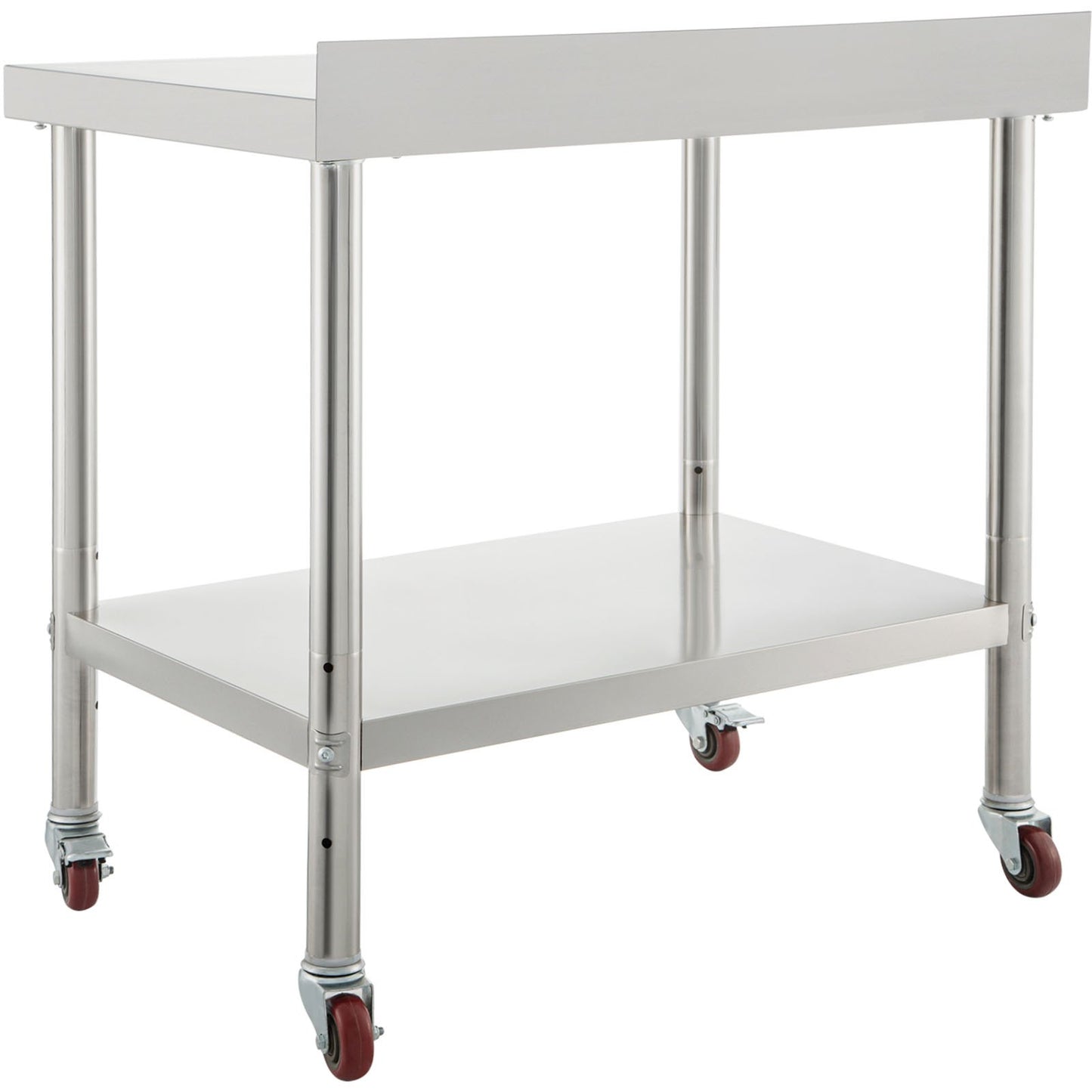 Stainless Steel Prep Table, 30 x 24 x 35 inches, 440 lbs Load Capacity Heavy Duty Metal Work Table with Adjustable Bottom Shelf and 4 Casters, Commercial Workstation for Kitchen Restaurant