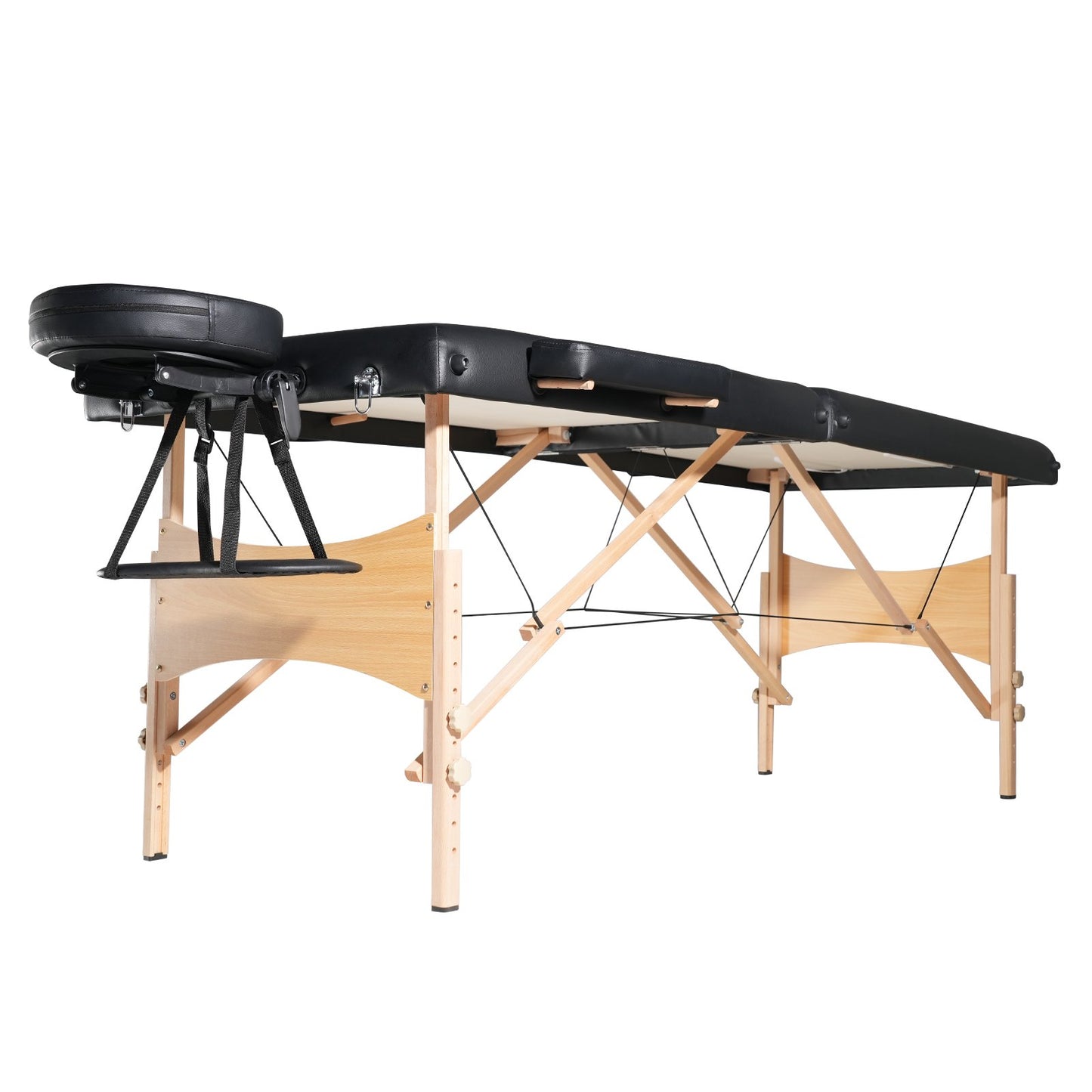 Portable Massage Table 28" W, 2 Folding Lightweight Massage Table, 8-Level Height Adjustable Salon Tattoo Bed, Spa Table with Headrest, Armrests, Hand Pallet & Carrying Bag, 600LBS