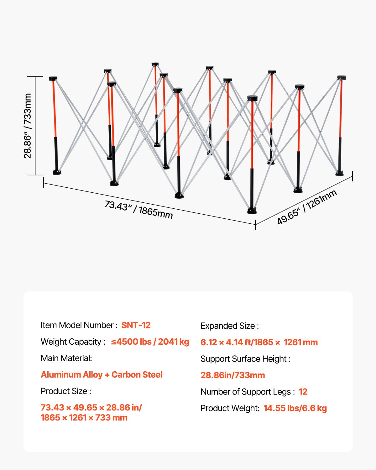 Portable Folding Workstand, 6.12 x 4.14 ft Collapsible Workbench, 4500 lbs Weight Capacity, No Assembly Foldable Work Stand with Storage Bag, Table Top NOT Included, for Garage Workshop Outdoor