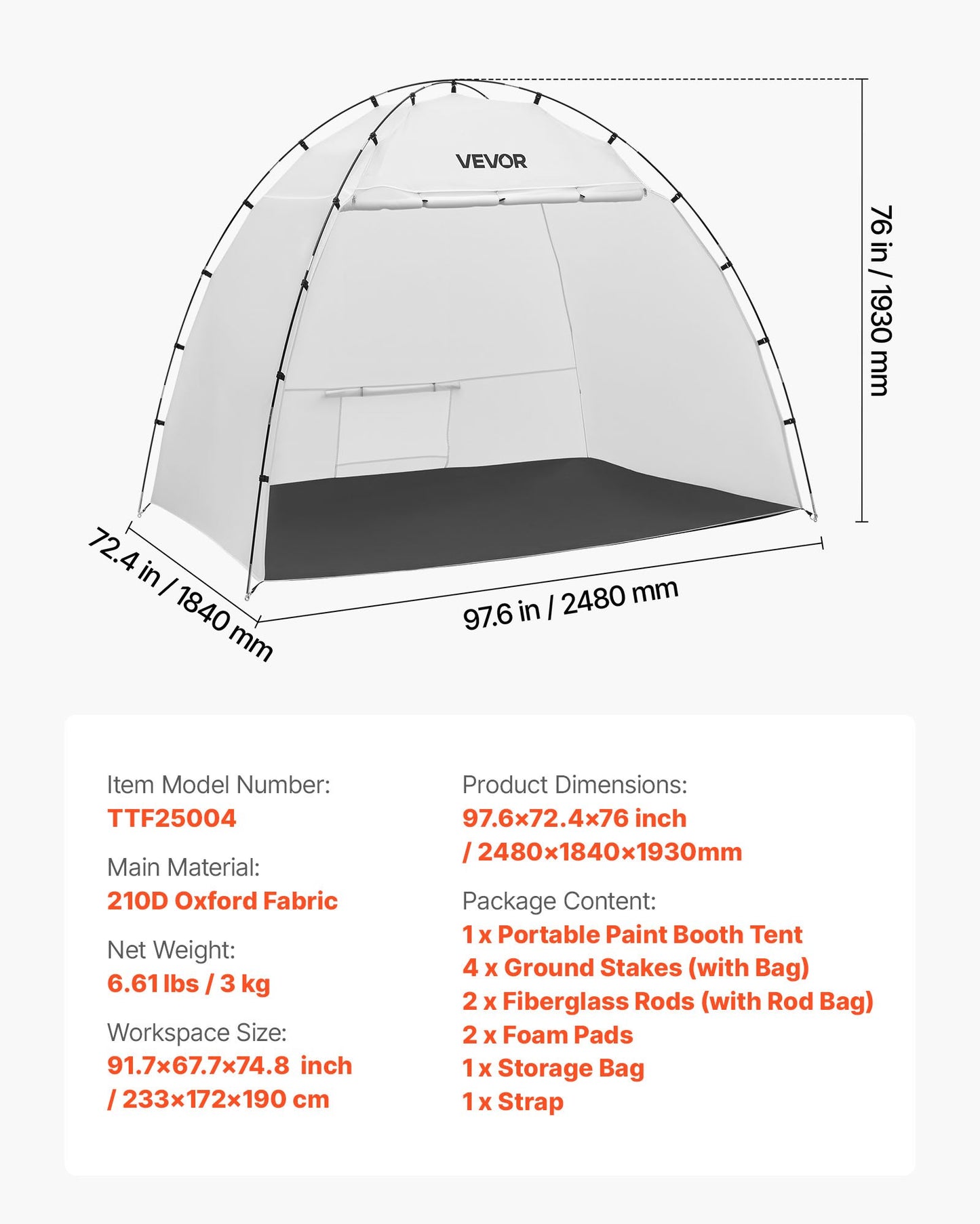 Portable Paint Booth Tent, 91.7 x 67.7 x 74.8 inch Painting Tent Station, Spray Shelter with Built-in Floor & Mesh Screen, Large Space, Oxford Spray Painting Tents for Cupboard, Chairs, Tables
