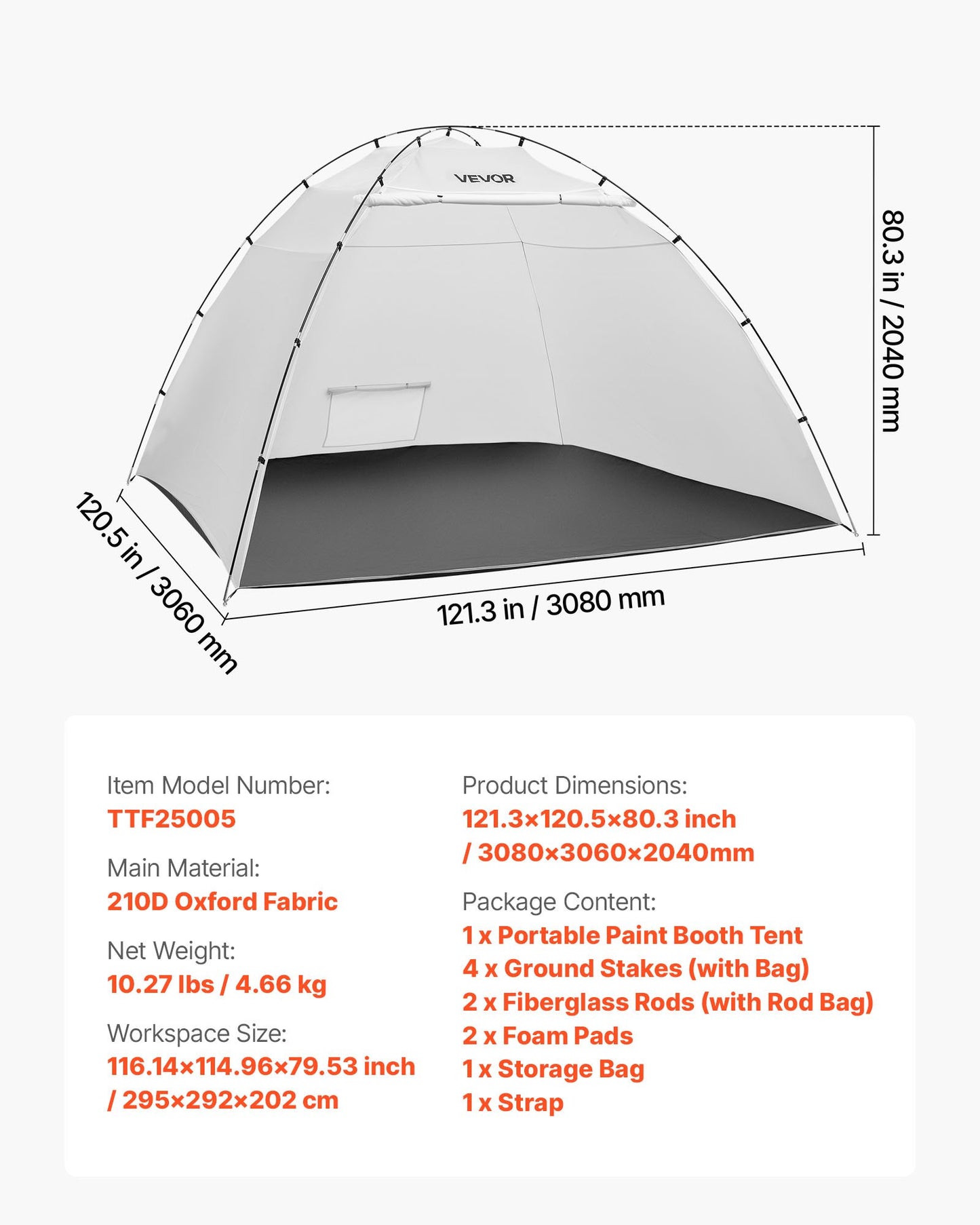Portable Paint Booth Tent, 116.14 x 114.96 x 79.53 inch Painting Tent Station, Spray Shelter with Built-in Floor & Mesh Screen, Large Space, Oxford Spray Painting Tents for Cupboard, Chairs