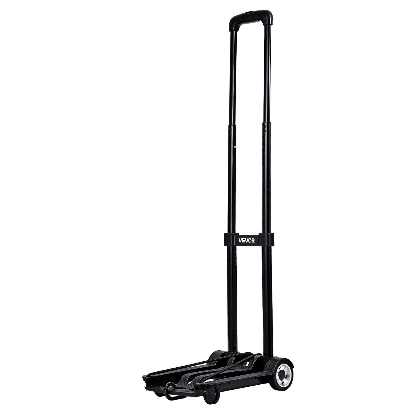 Folding Hand Truck, 110 lbs Load Capacity, Collapsible Luggage Cart with 2 Wheels & 1 Elastic Rope, Utility Dolly Platform Cart for Airport Travel Furniture Luggage Office Moving, Black