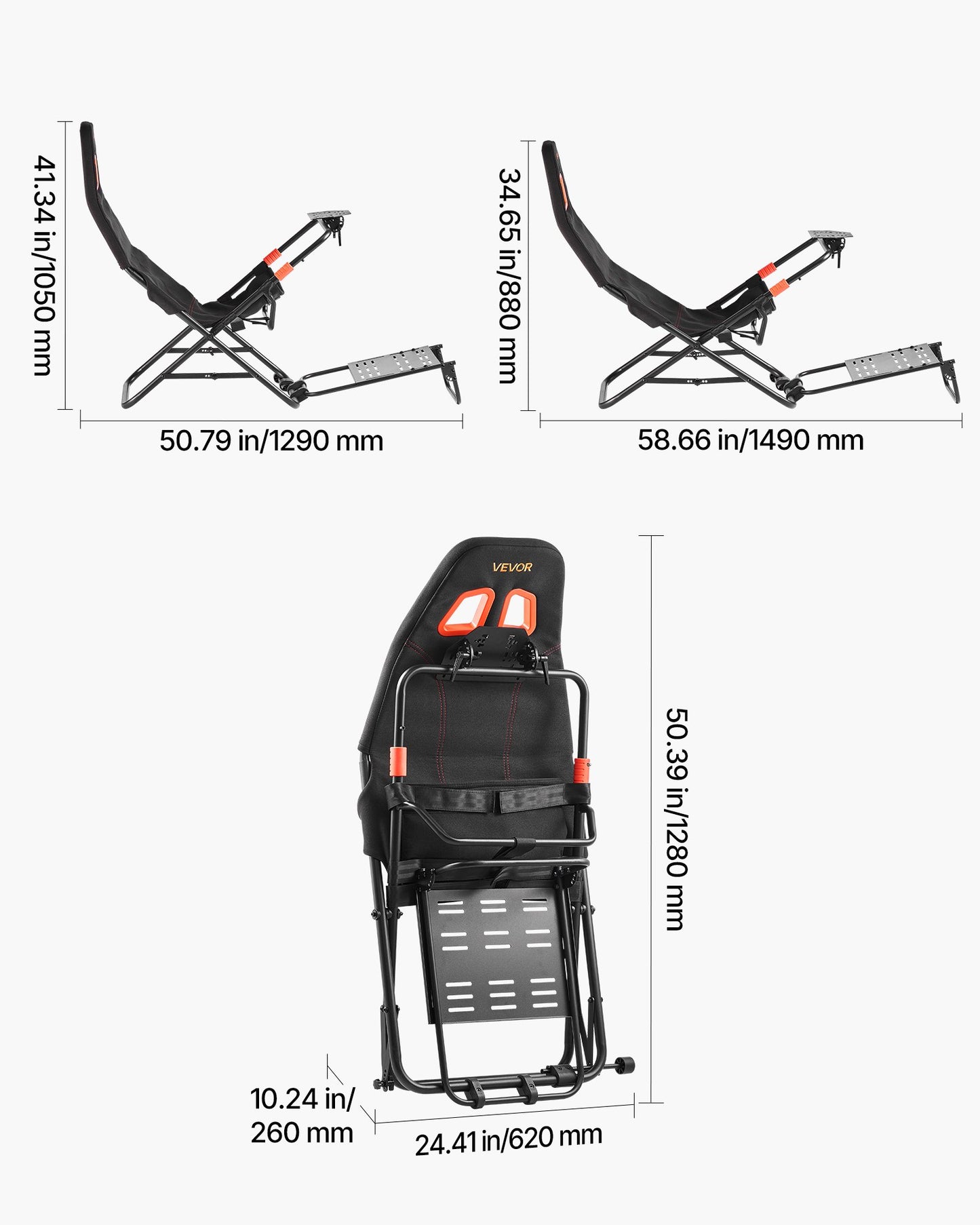 Portable Racing Wheel Stand, Foldable & Adjustable Steering Sim Wheel Stand, 18.5 in Seat Inner Width, Compatible with Logitech G923/G920/G29, Thrustmaster T248P, Fanatec, Hori, Mad Catz, Black