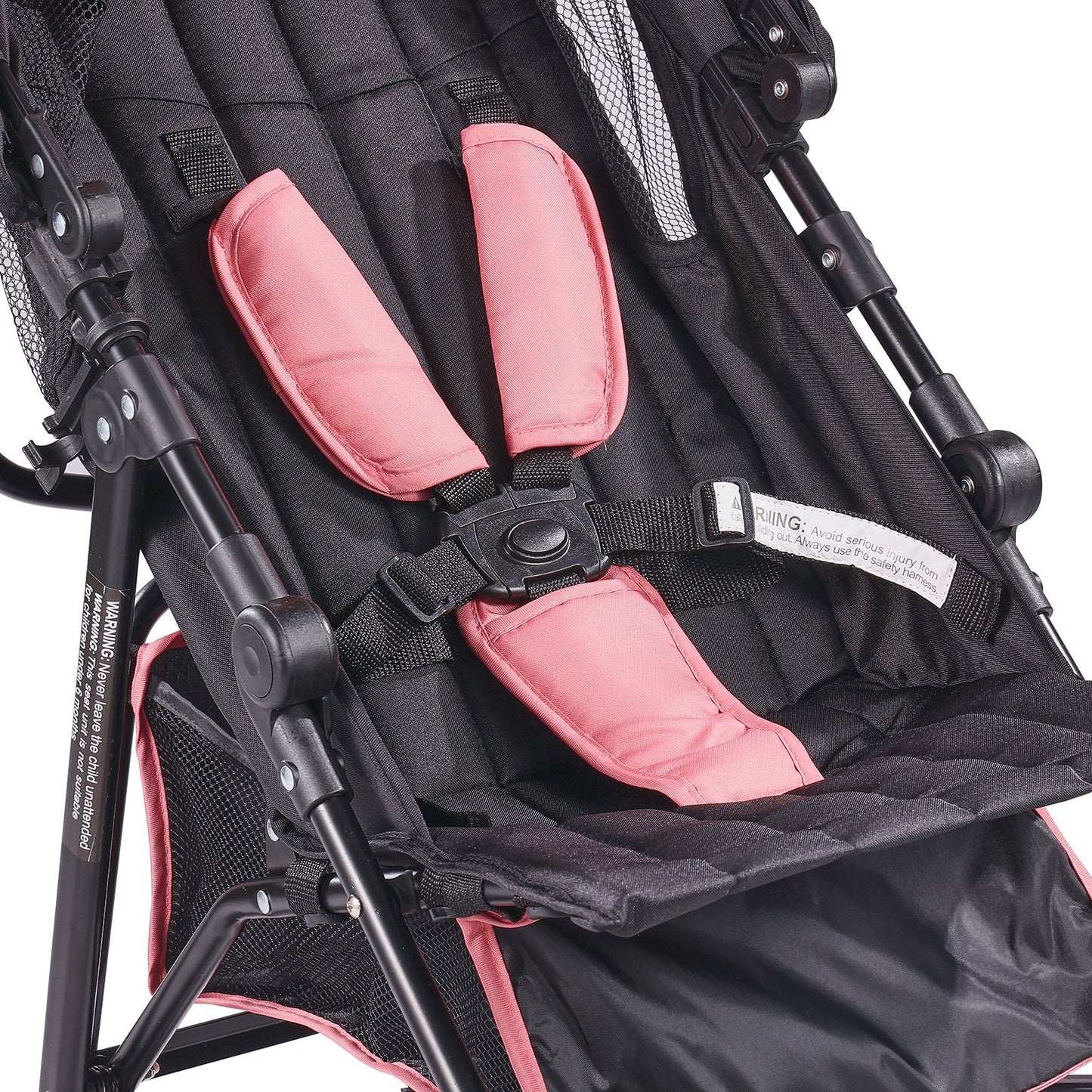 Lightweight Stroller Compact Foldable Adjustable Backrest Black/Pink